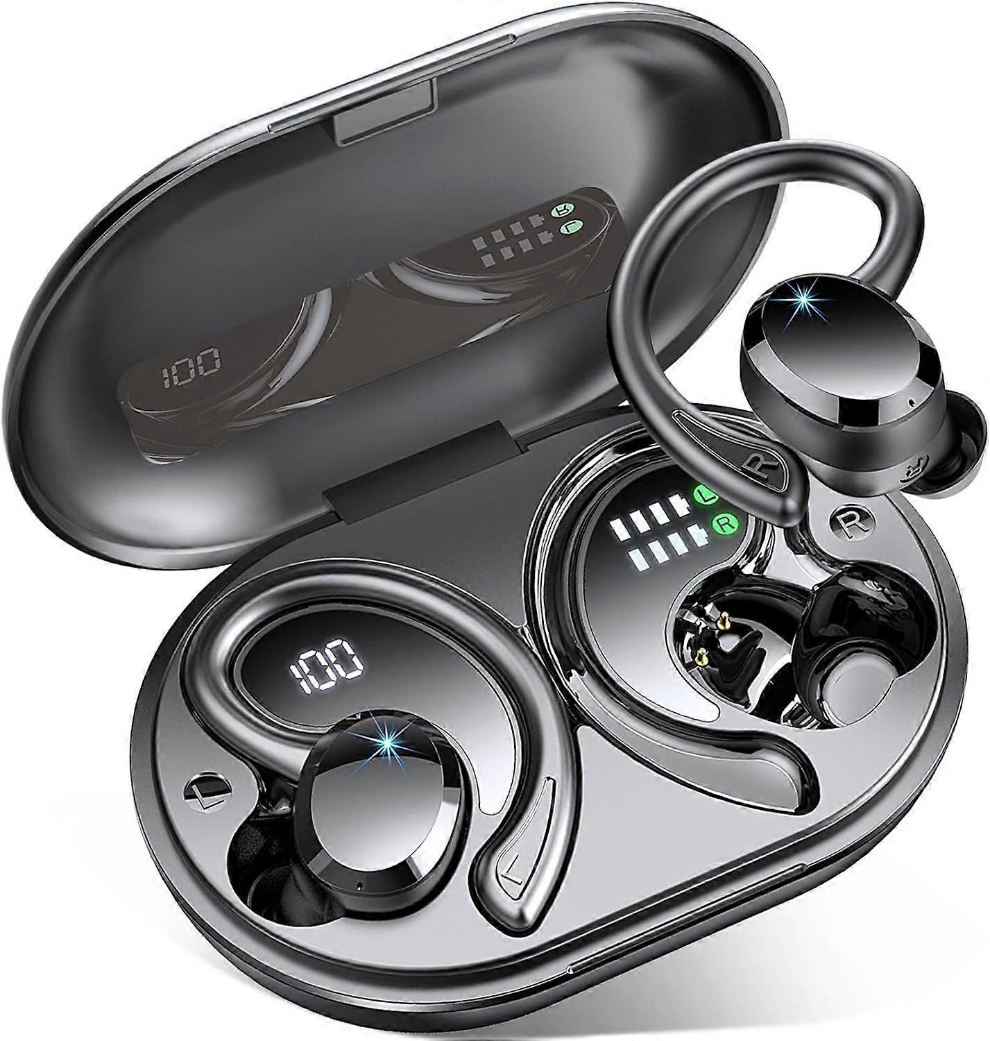 Wireless Earbuds Bluetooth Headphones Sport, 2024 Bluetooth 5.3 Earbud 3D HiFi Stereo Over Ear Earbuds, 48Hrs Earhooks Earphone with Noise Cancelling