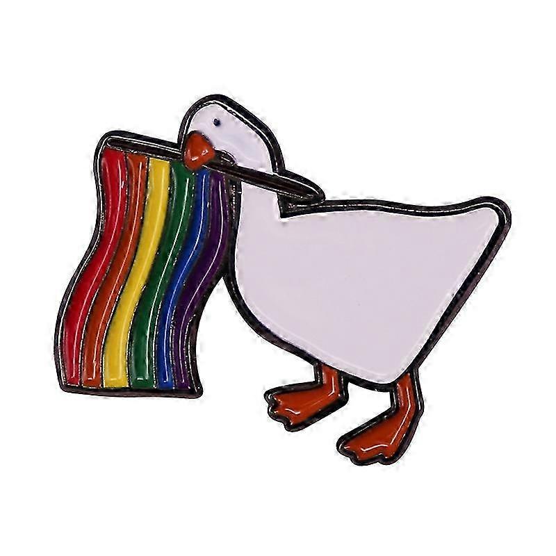Rainbow Pride Goose Enamel Pin for Lapel or Bag Accessory