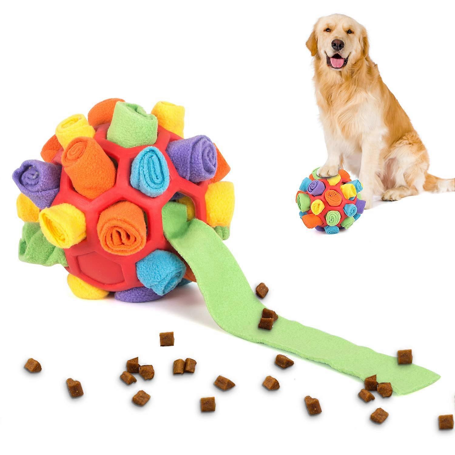 Foraging Snuffle Ball For Dogs BiteResistant Dispenser Interactive Enrichment Toy For Small Dogs Red