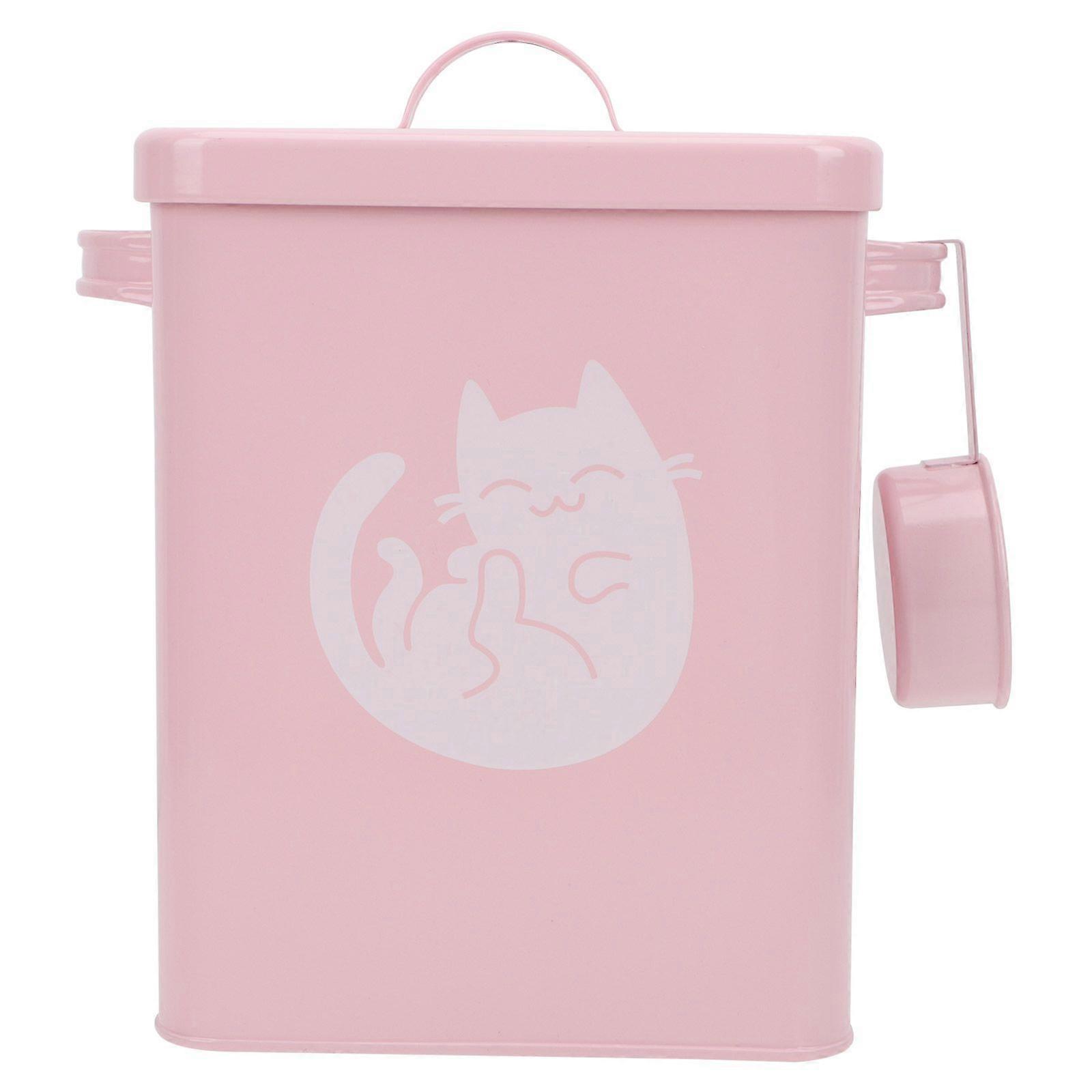 1 Set of Cat Food Storage Container Cat Treat Container with Scoop Food Storage Tin