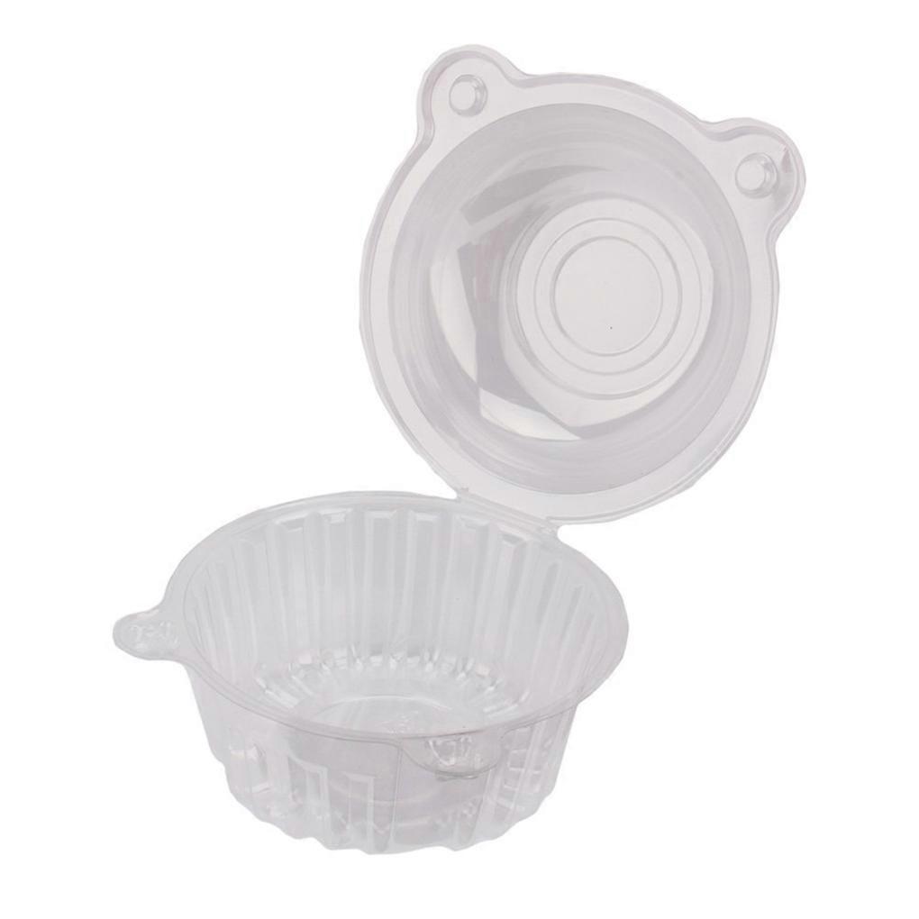 100Pcs Clear Single Cake Case Cupcake Muffin for Pods Domes Cup Holder Plastic Boxes
