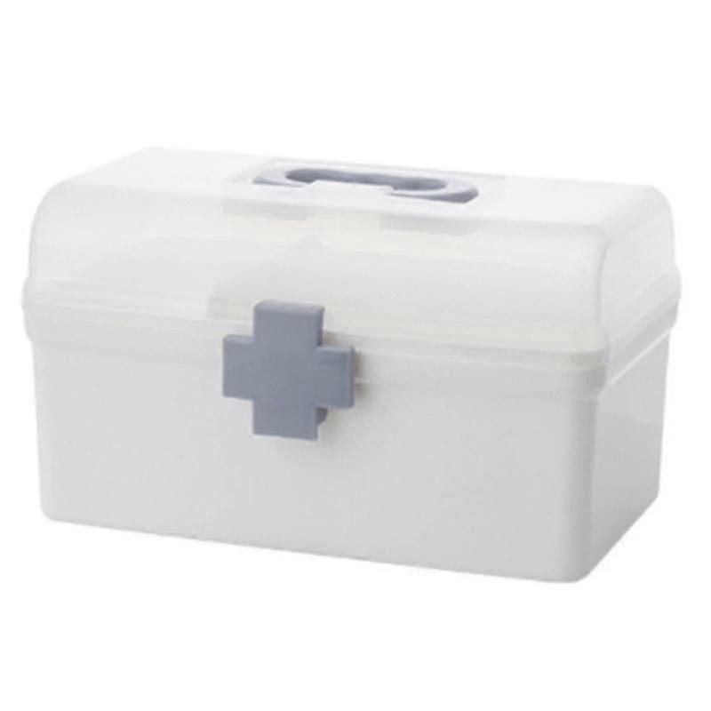 Emergency Care Medication Storage Box, Portable Multi-layer Plastic Pill Box (1 piece, White)