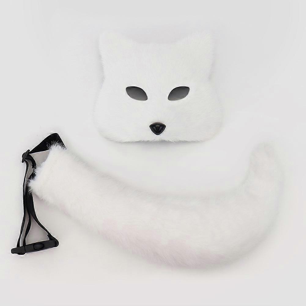 Customized fox mask set cosplay masquerade accessories animal tail plush tail