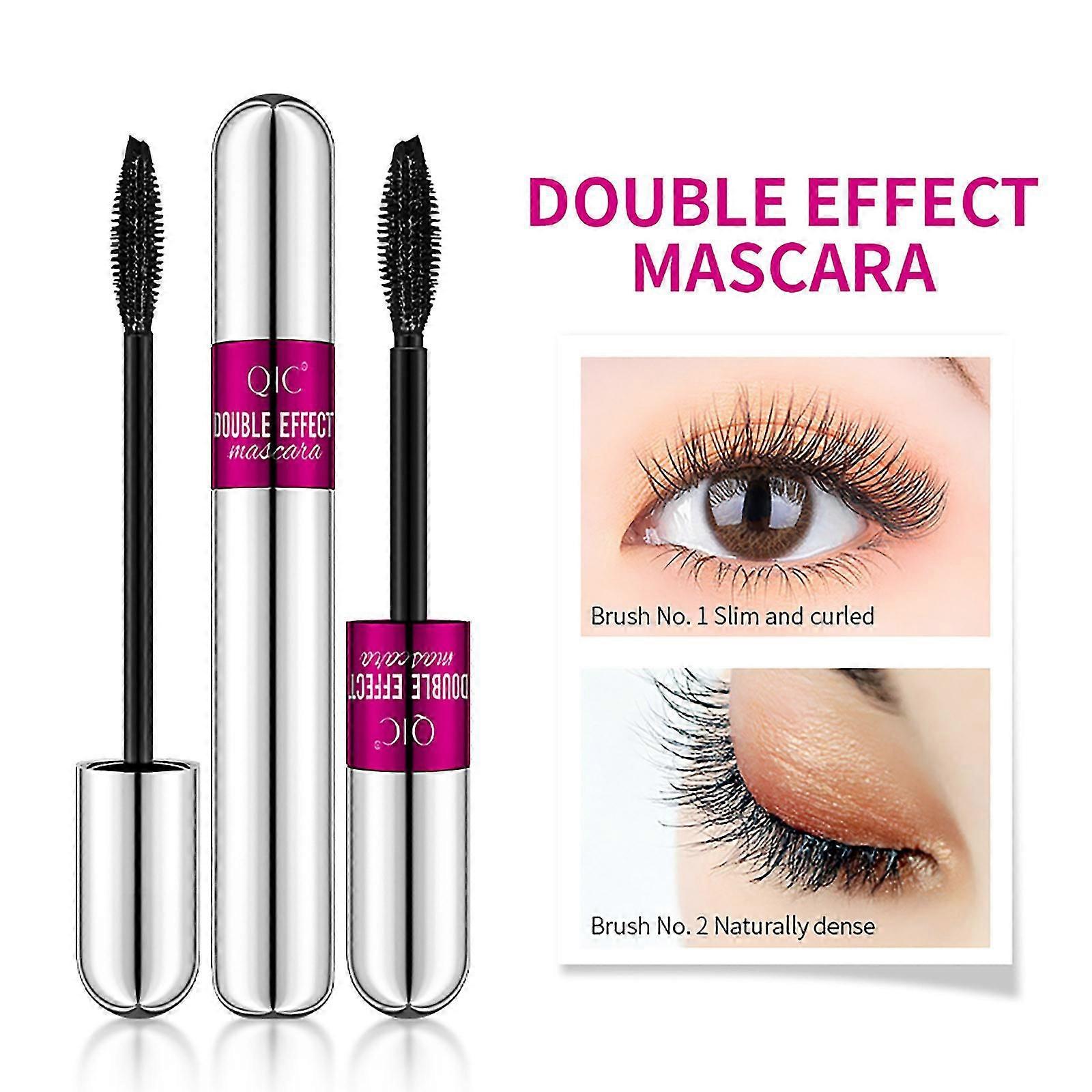 QIC Double-Head Mascara, Waterproof, Sweatproof, Smudge-Proof, Thick & Long-Lasting