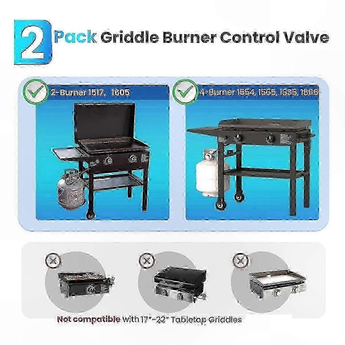2-Pack Gas Valve Components for Griddles and Grills