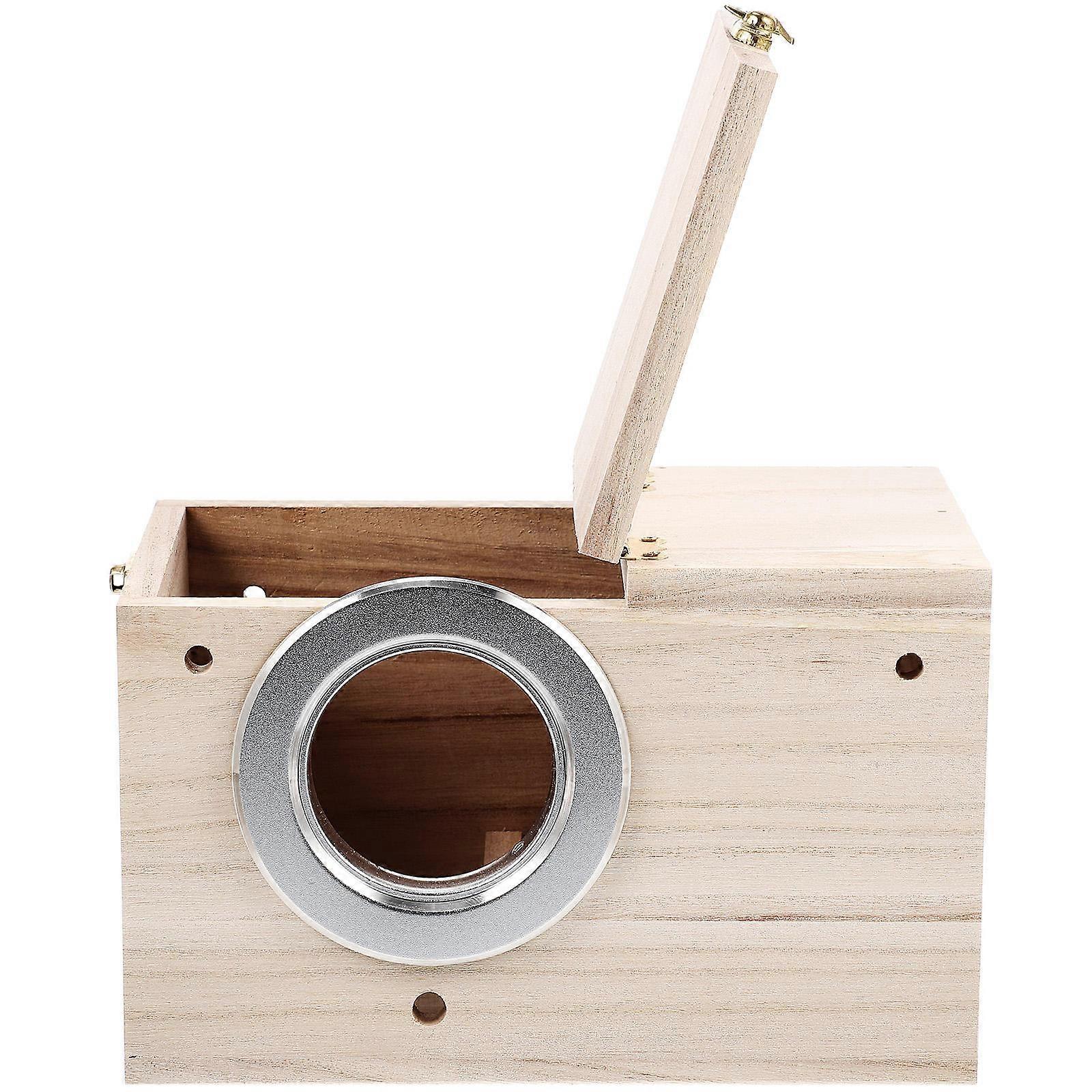 3Pcs Wooden Bird House Parrot Breeding Box for Nesting Light Brown
