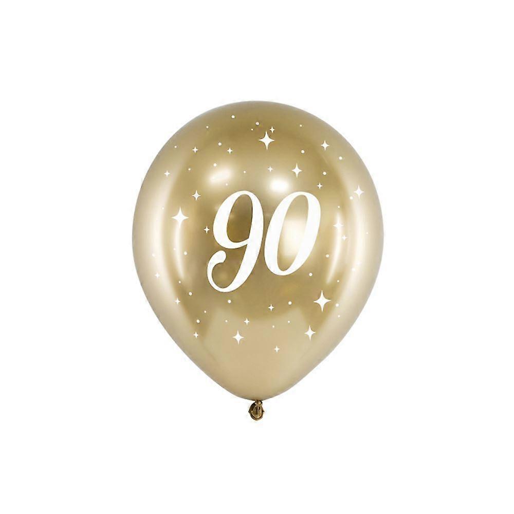 Gold 90th Birthday Balloons | Age Party Venue Decoration Milestone Backdrop x 6