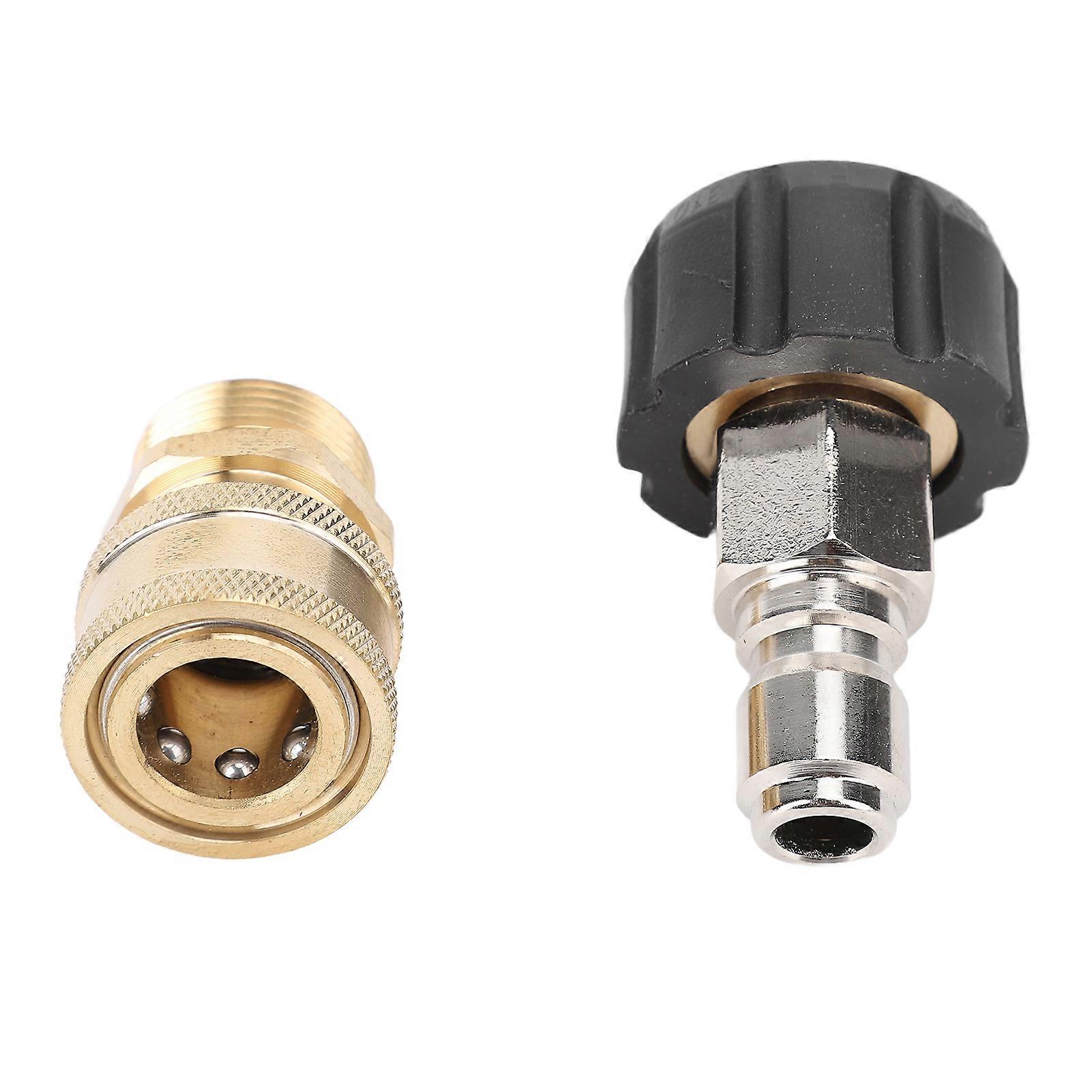 2PCS Brass Pressure Washer Adapter M22 to 1/4" Quick Connect Kit
