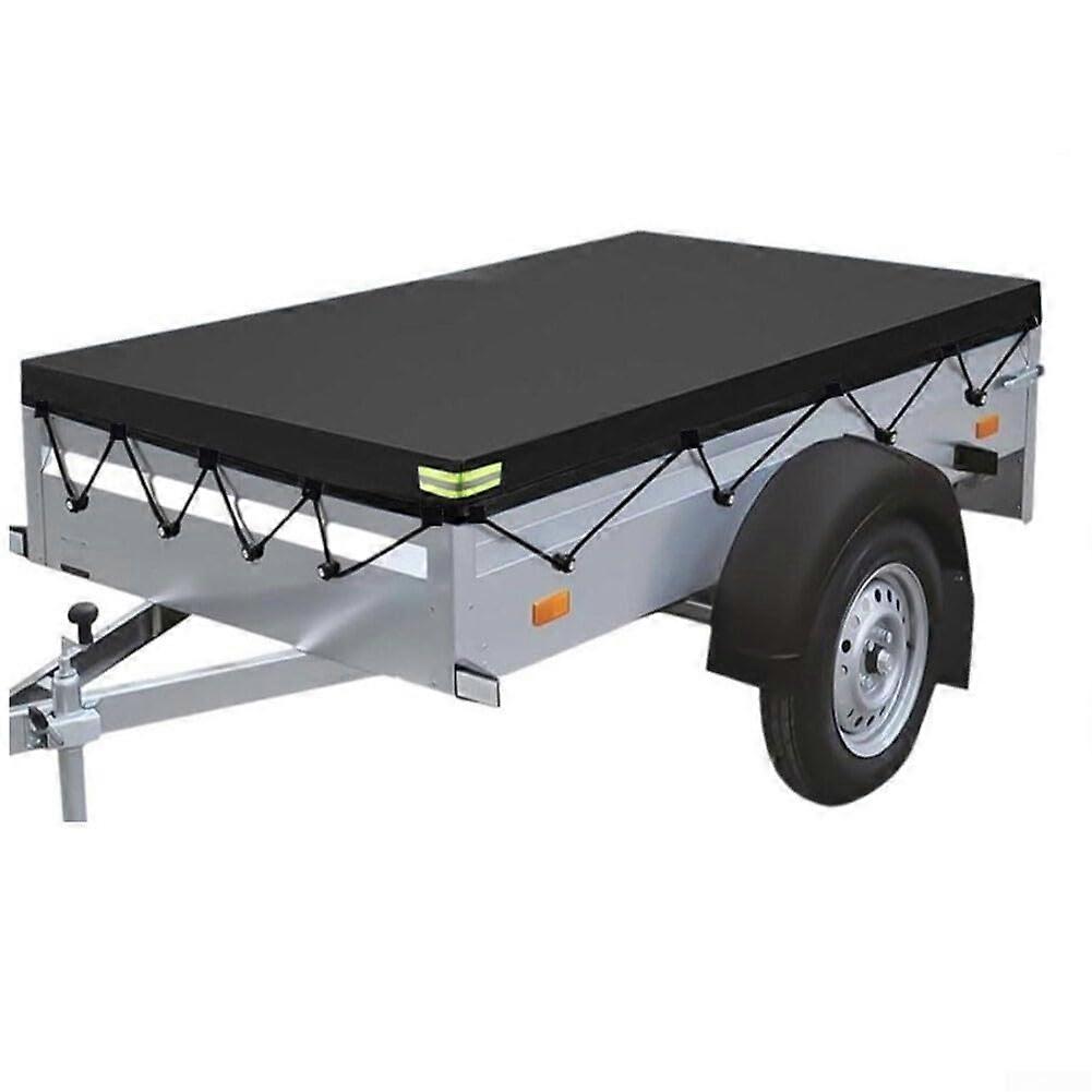 Trailer Cover Waterproof 600D, 214x122x13cm, Multipurpose Car Tarpaulin With Reflective Strips And Reinforced Eyelets