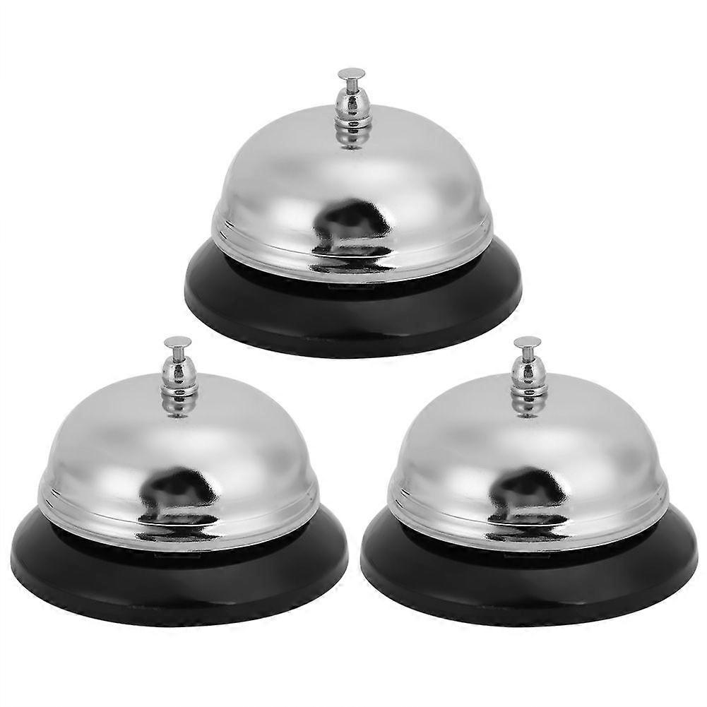 3Pcs Stainless Steel Desktop Service Call Ring Bell for Hotel Restaurant Reception AccessoryL Size