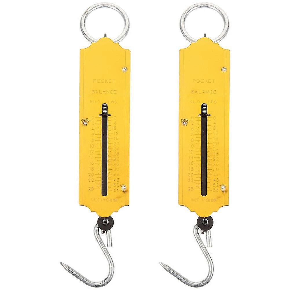 Portable Mechanical Hanging Scale Market Shopping Yellow Iron Vertical Weighing 2Pcs