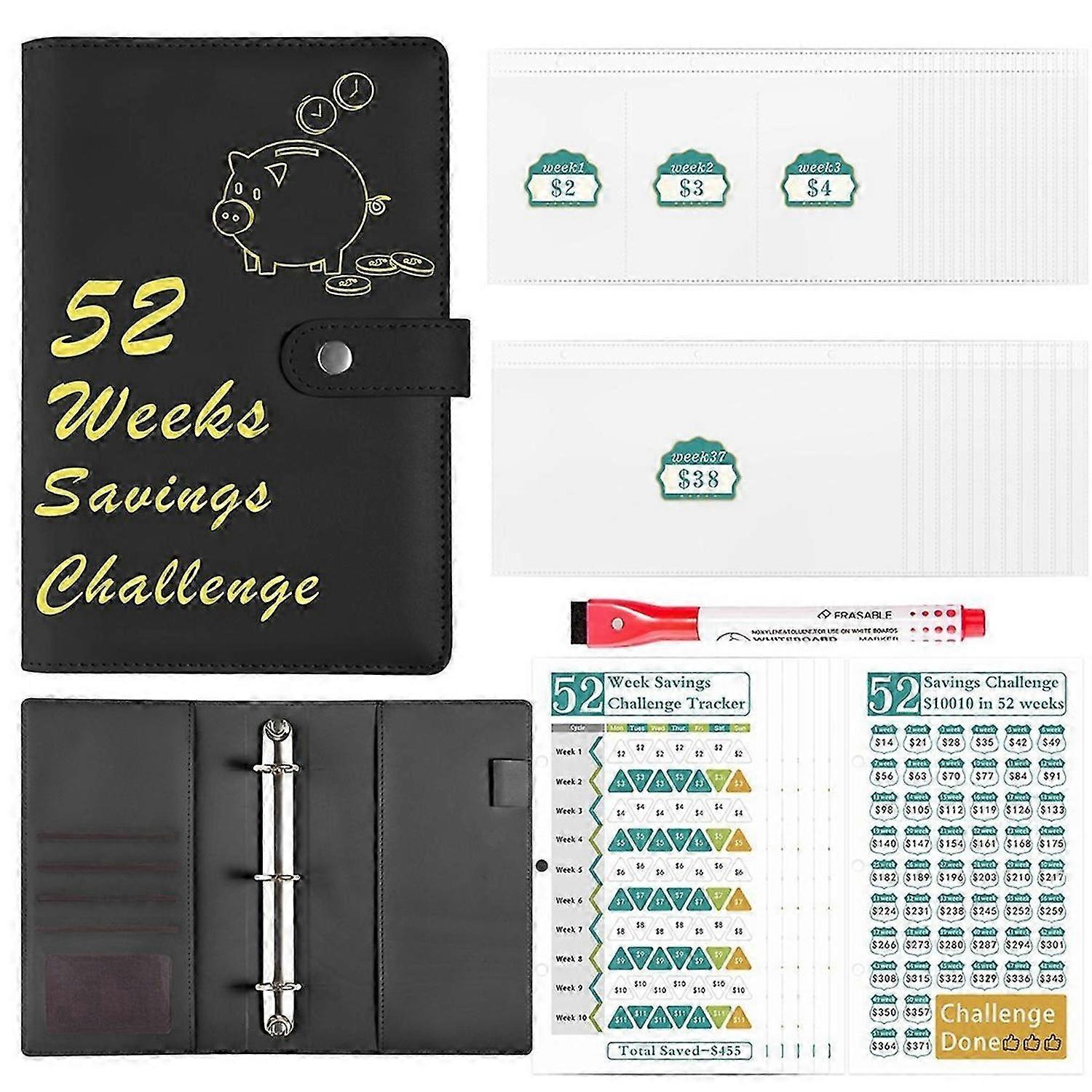 52 Week Money Saving Challenge Binder Black