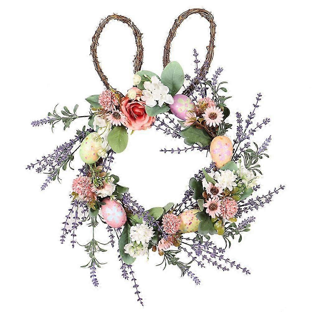 バニーエッグイースターリースシミュレーションラベンダーリースデコレーションドア窓壁暖炉イースターデコレーションMyi