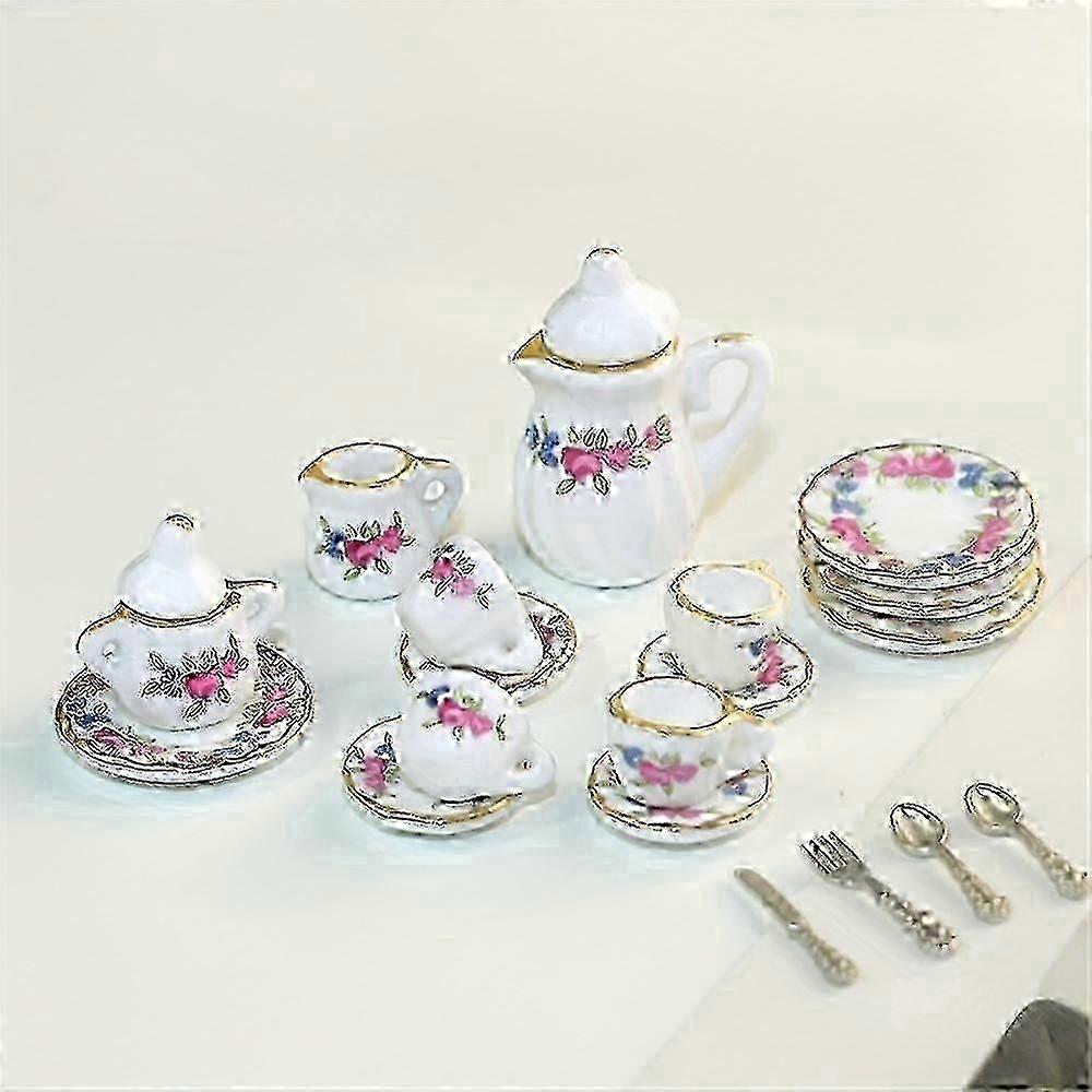 Children's Ceramic Tea Party Set with Mini Kitchen Accessories for Pretend Play Fun
