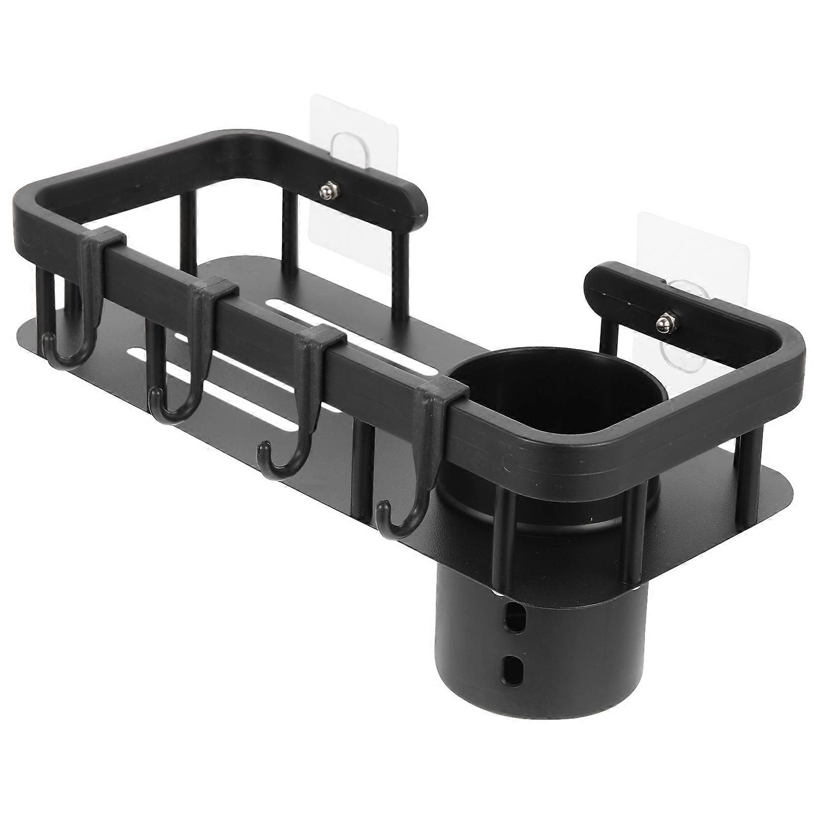 Punch-Free Floating Storage Holder For Bathroom Accessories Black Color 29X13.4CM 1Pcs With Drainage Function