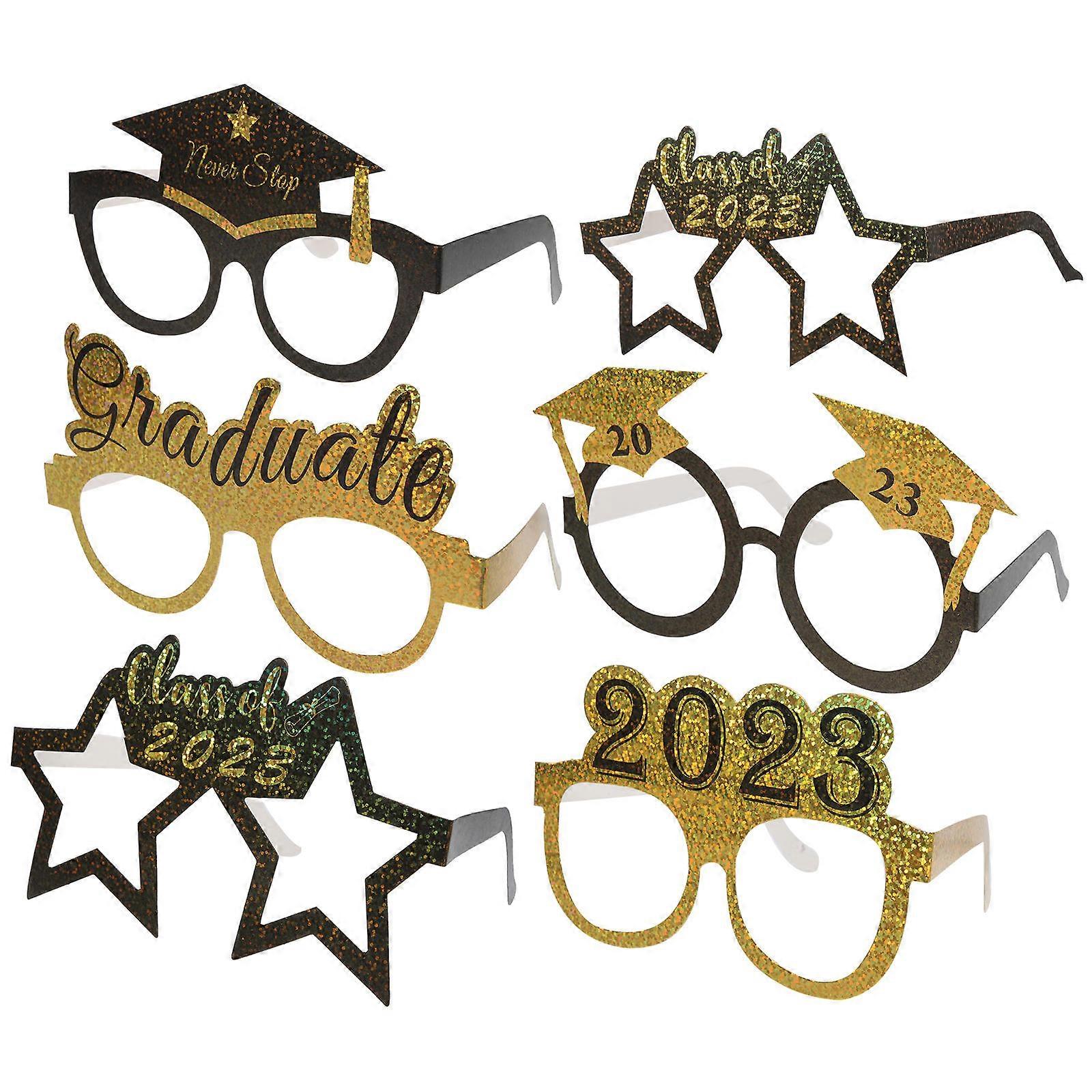 Funny Design Graduation Eyeglasses 2023 Grad Paper Photo Props 30 Pcs for Graduation Party and Cosplay Activities with Chic Style