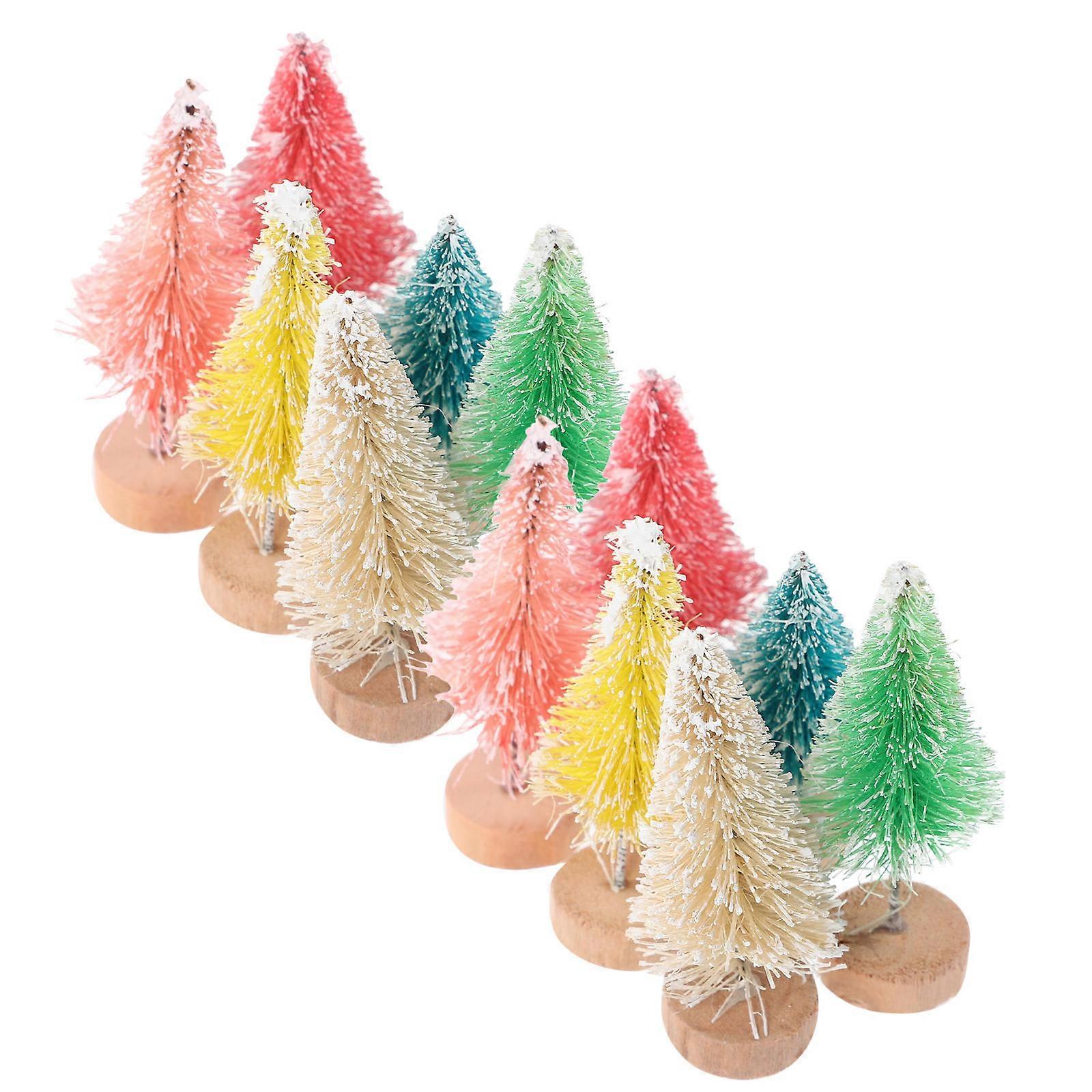 Mini Christmas Tree Wooden Xmas Tree Model for Table Decor 120Pcs Multi Color
