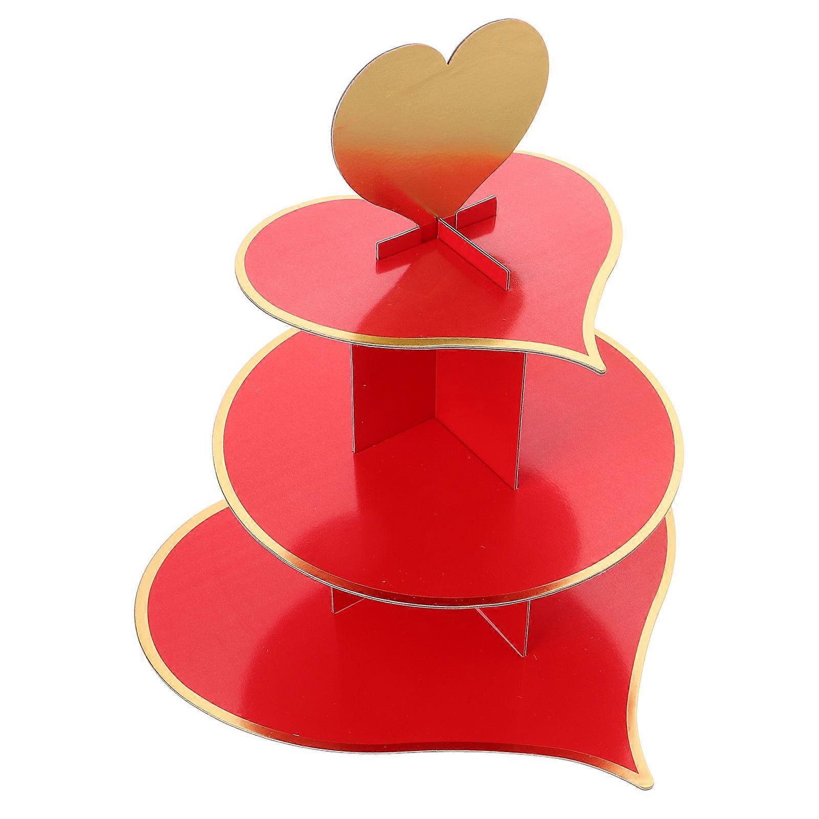 Dessert Display Rack Multi-Layered Presentation Weddings Red 31.50X29.50X26.00CM 1Set