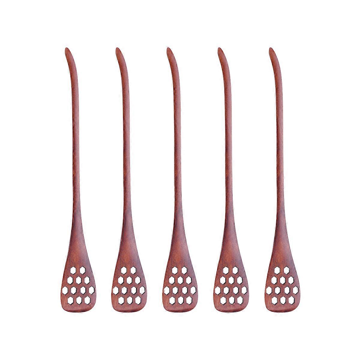 Honey Mixing Stick for Kitchen Use 10Pcs Wooden Hollow Carving Spoons