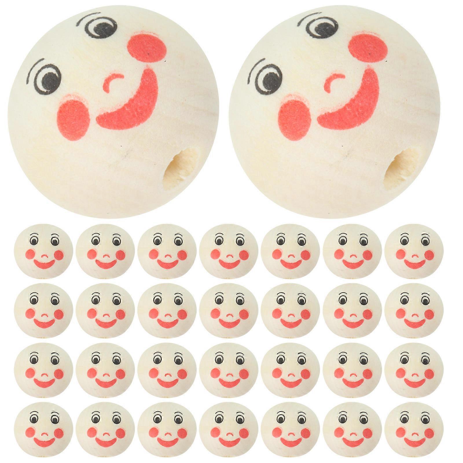 Face Pattern Wood Beads 150 Pcs Classic Round Craft Beads Suitable For DIY Projects And Accessories