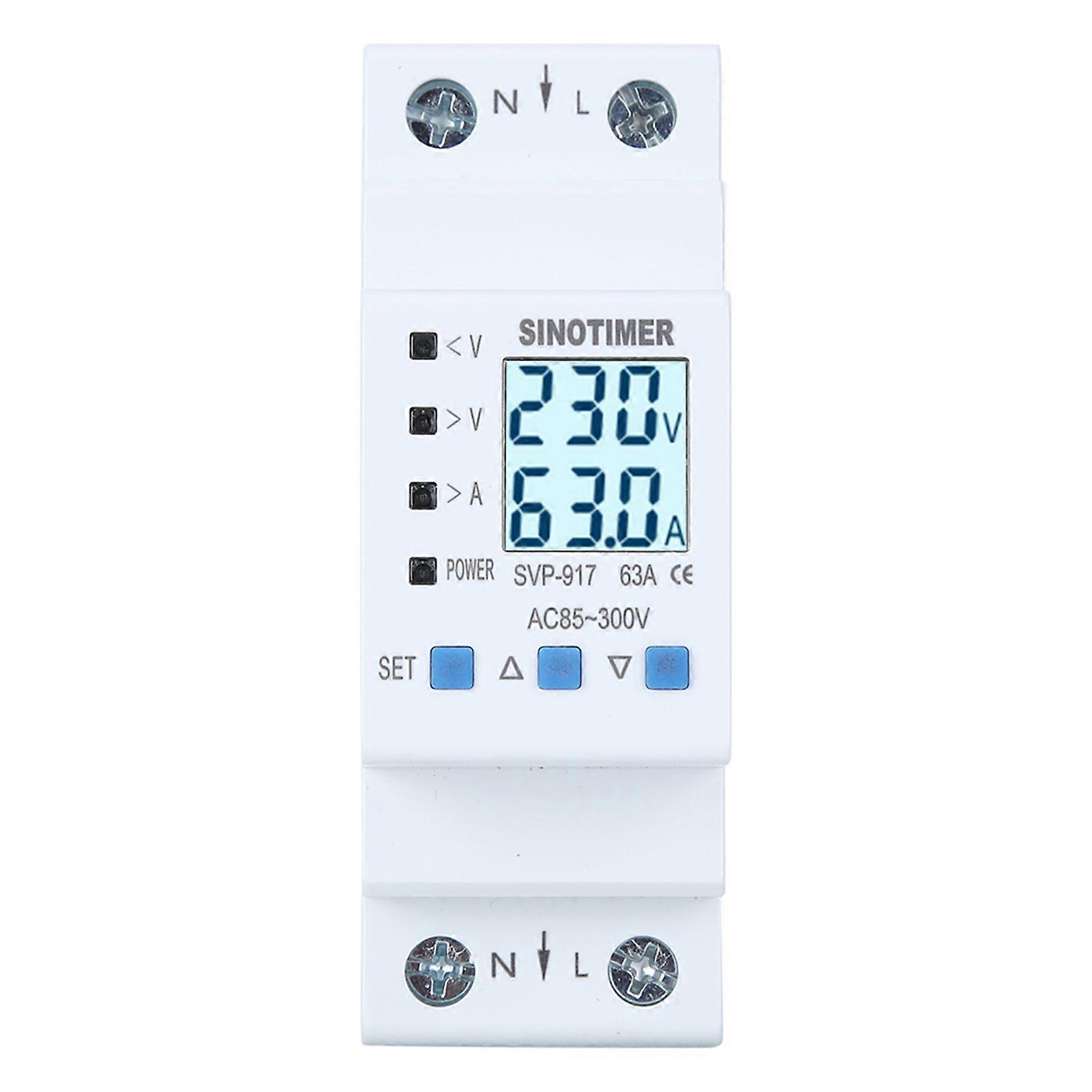 Voltage Protector Single Phase Auto Recovery Protective Device with Voltage Current Power Display(63A )