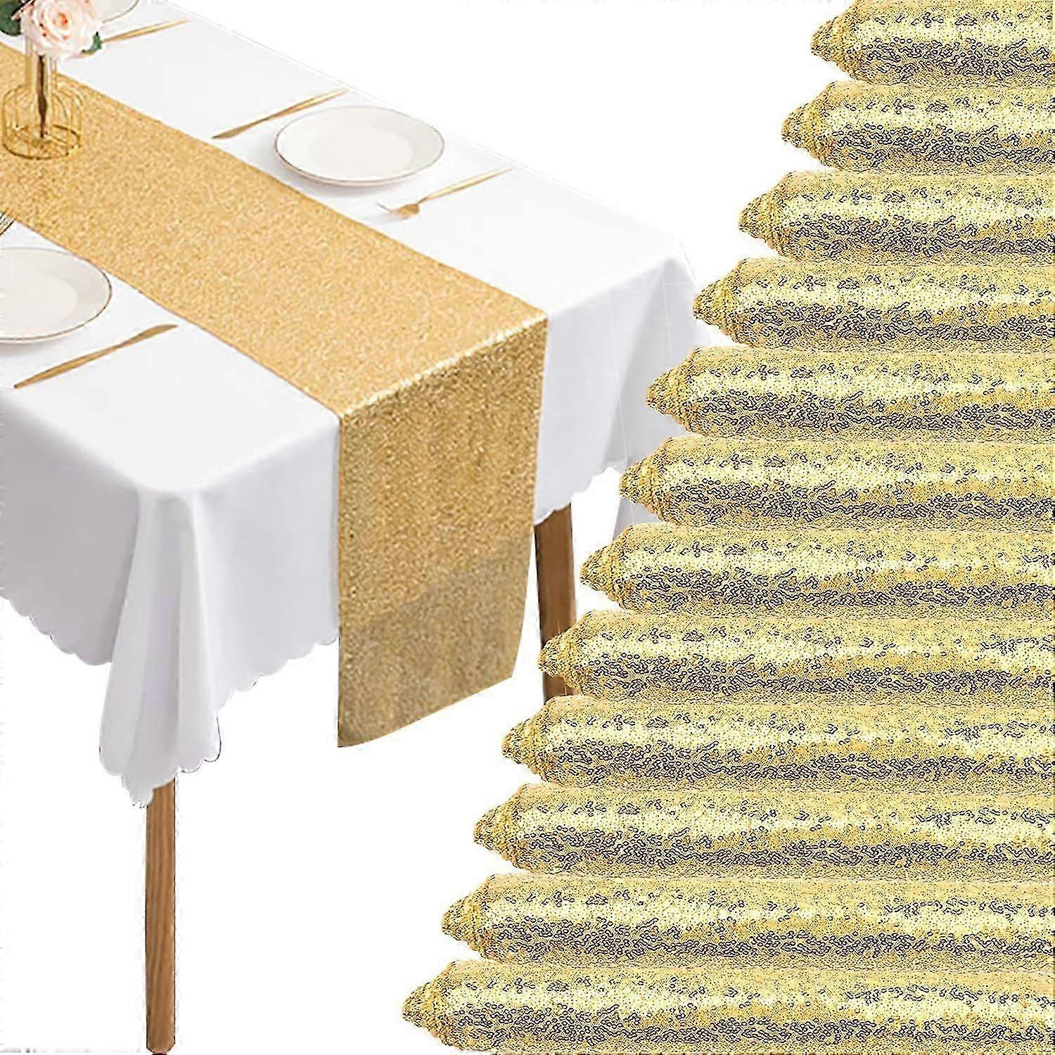 2025 Latest Model  12 Packs 12 X 72 Inch Sequin Table Runner Glitter Dining Table Runner for