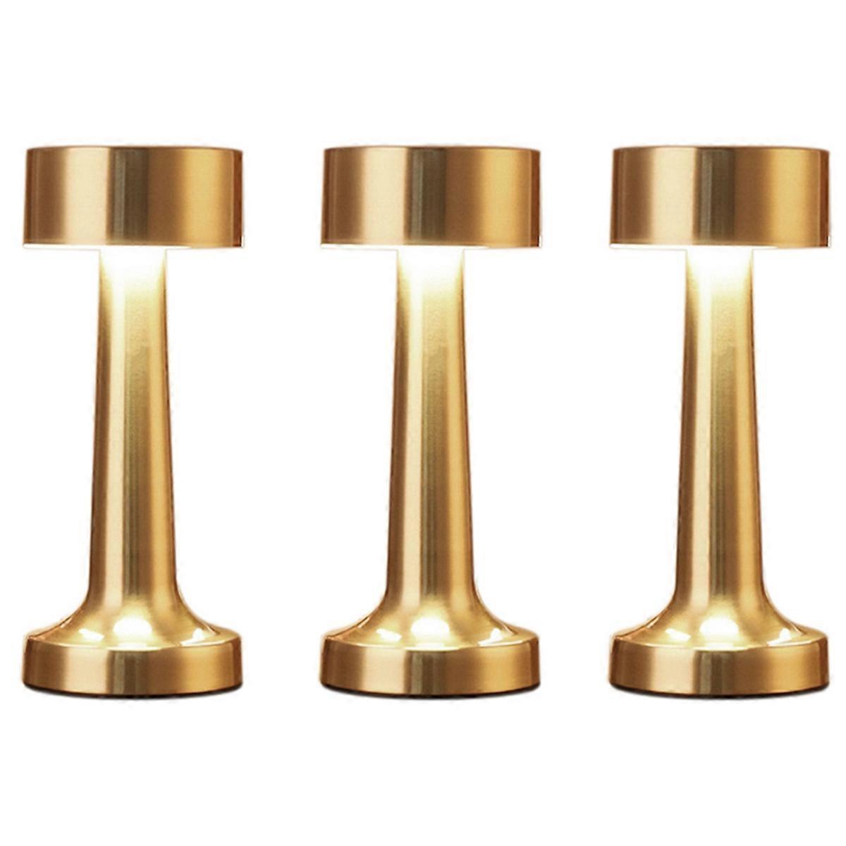 3X Retro LED Rechargeable Touch Metal Table Lamp 3 Colors Dimmable Ambient Lights Desk Lamp Bar Room