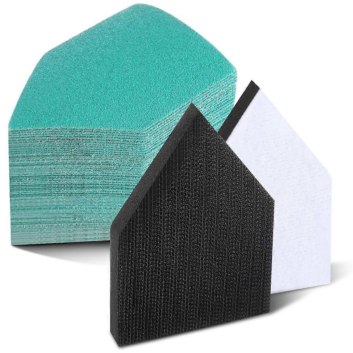 80PCS Detail Sander Sandpaper and 2 Sanding Interface Pads