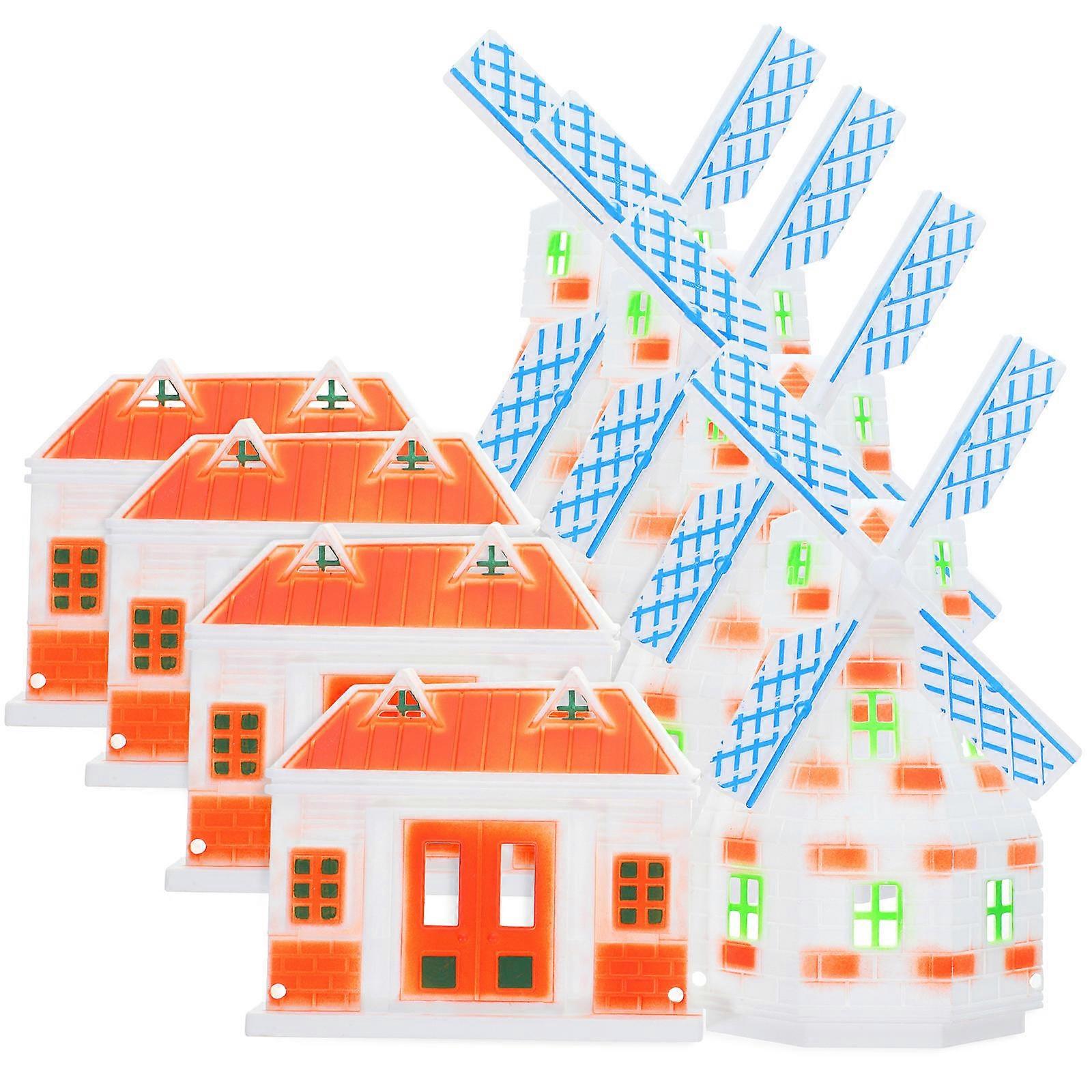 Mini Windmill House Plastic Ornament for Decoration 12Pcs Set