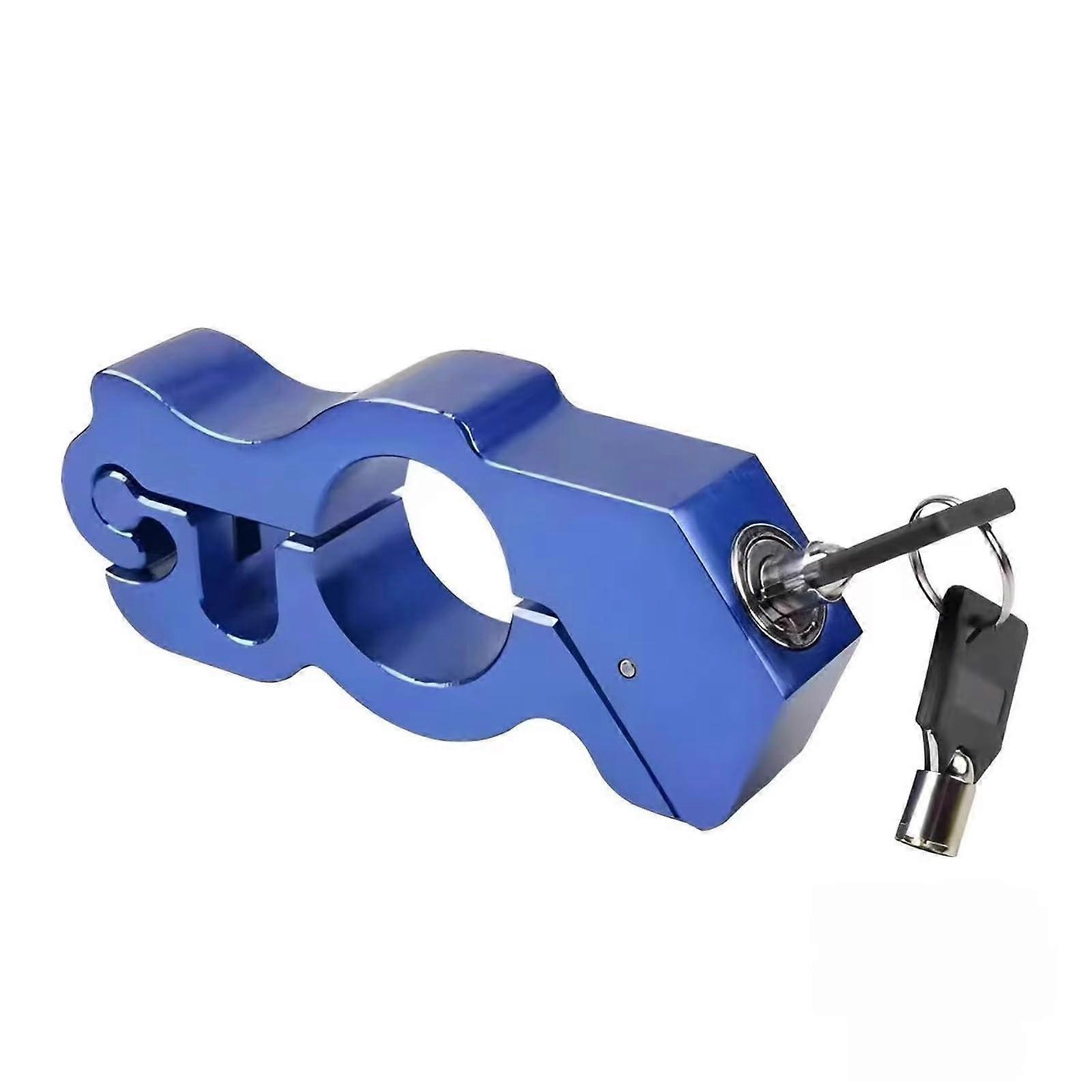 Handlebar Lock AntiTheft Security Lock With Key For Motorcycle And Scooter, Compact Durable Blue Alloy