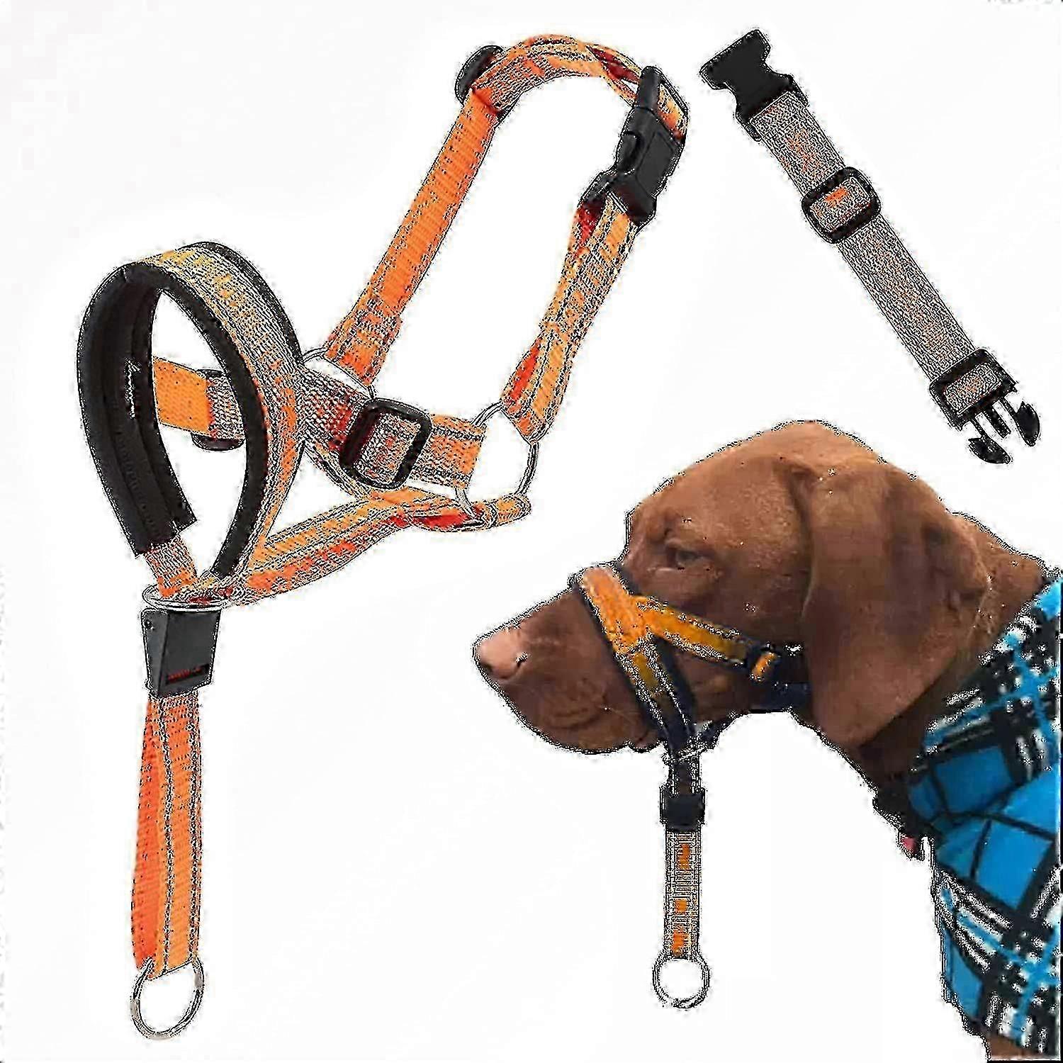 Adjustable No-Pull Dog Head Halter with Safety and Reflective Straps for Training