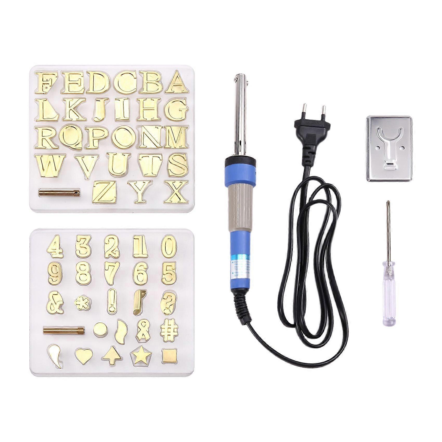 Wood Burning / Carving Set, Letter Soldering Iron Pen DIY Tools, Alphabet Number Template for DIY Embossing EU Plug