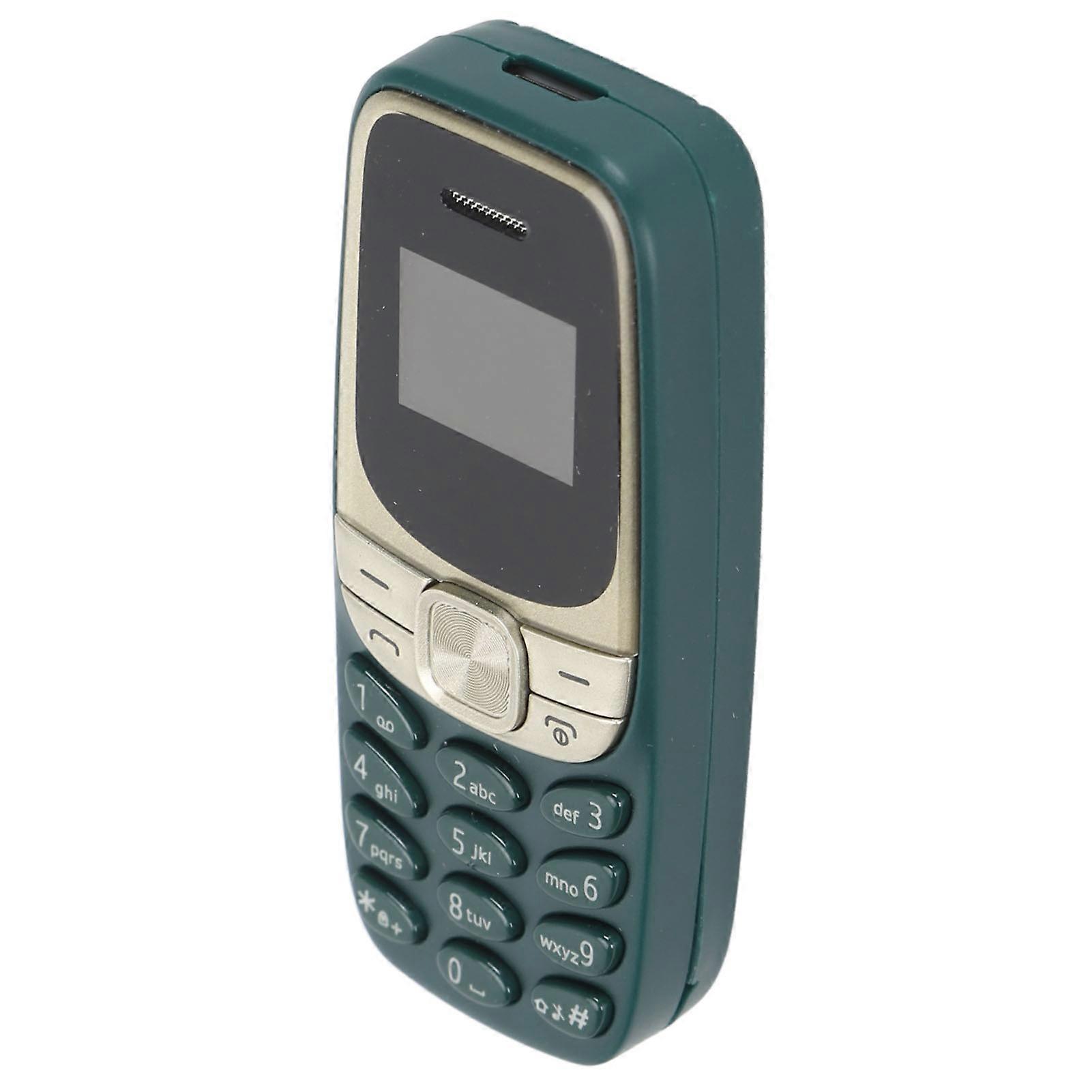Smallest Mobile Phone Bluetooth Dialer Dual SIM Card GSM 2G Unlocked Mini Cell Phone for Child Students Green 