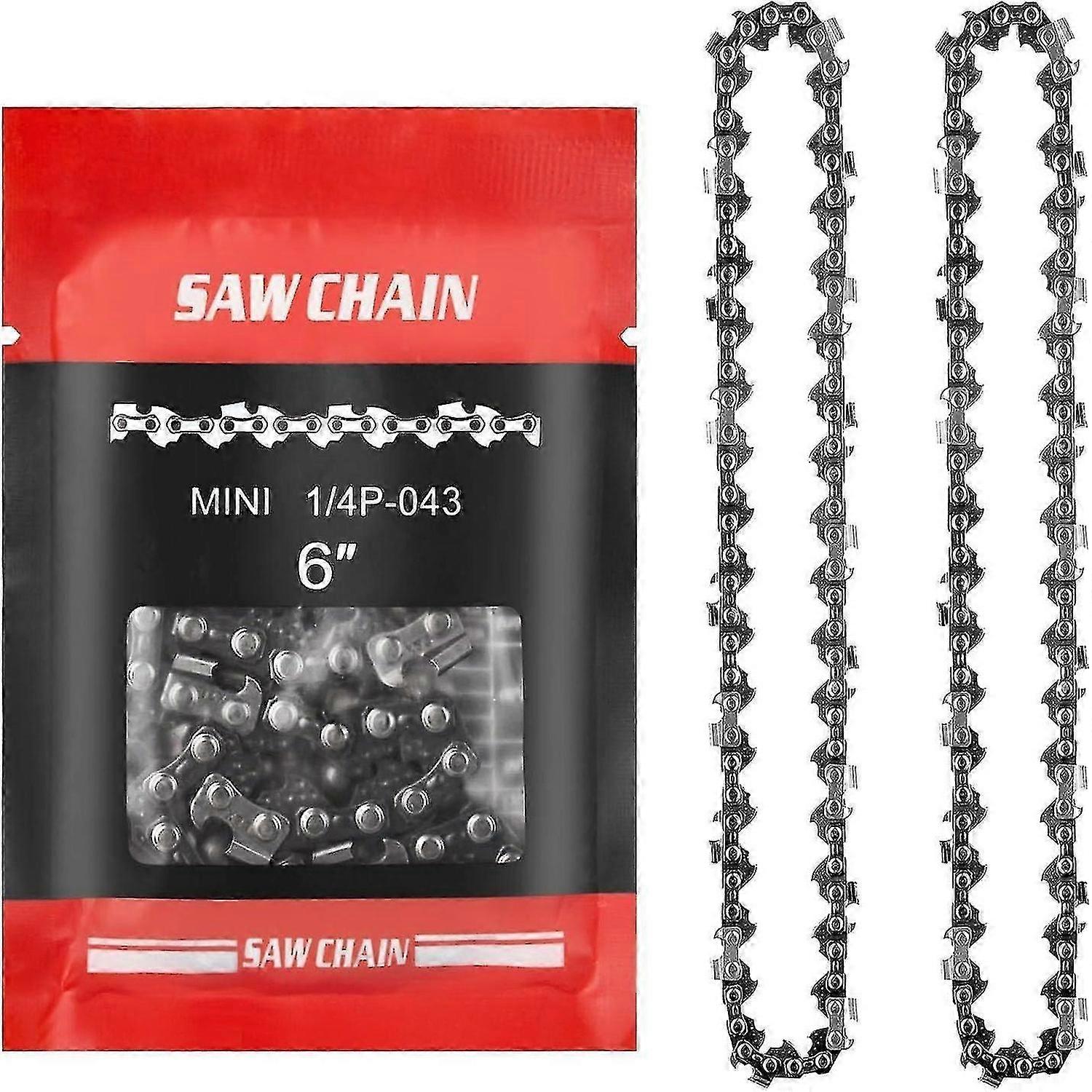 2pcs Replacement Chains for 6 Inch Mini Electric Chainsaw, Chainsaw Chain 37 Drive Links, 1/4" Pitch, Effective Cutting 15cm
