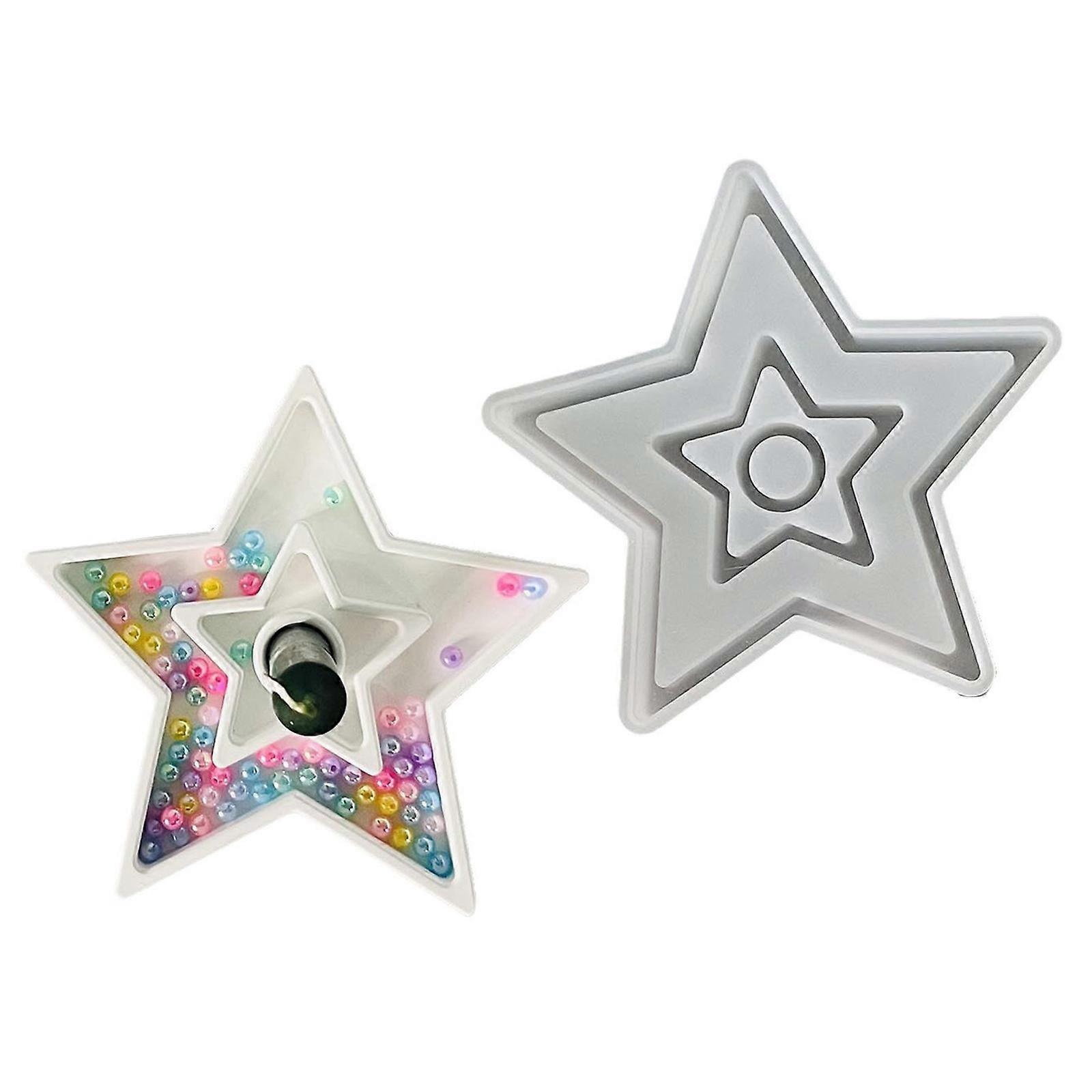 Decorative Five Pointed Star Shape Resin Molds Reusable Silicone Candlestick Base Casting Molds For Craft Enthusiasts Multicolor