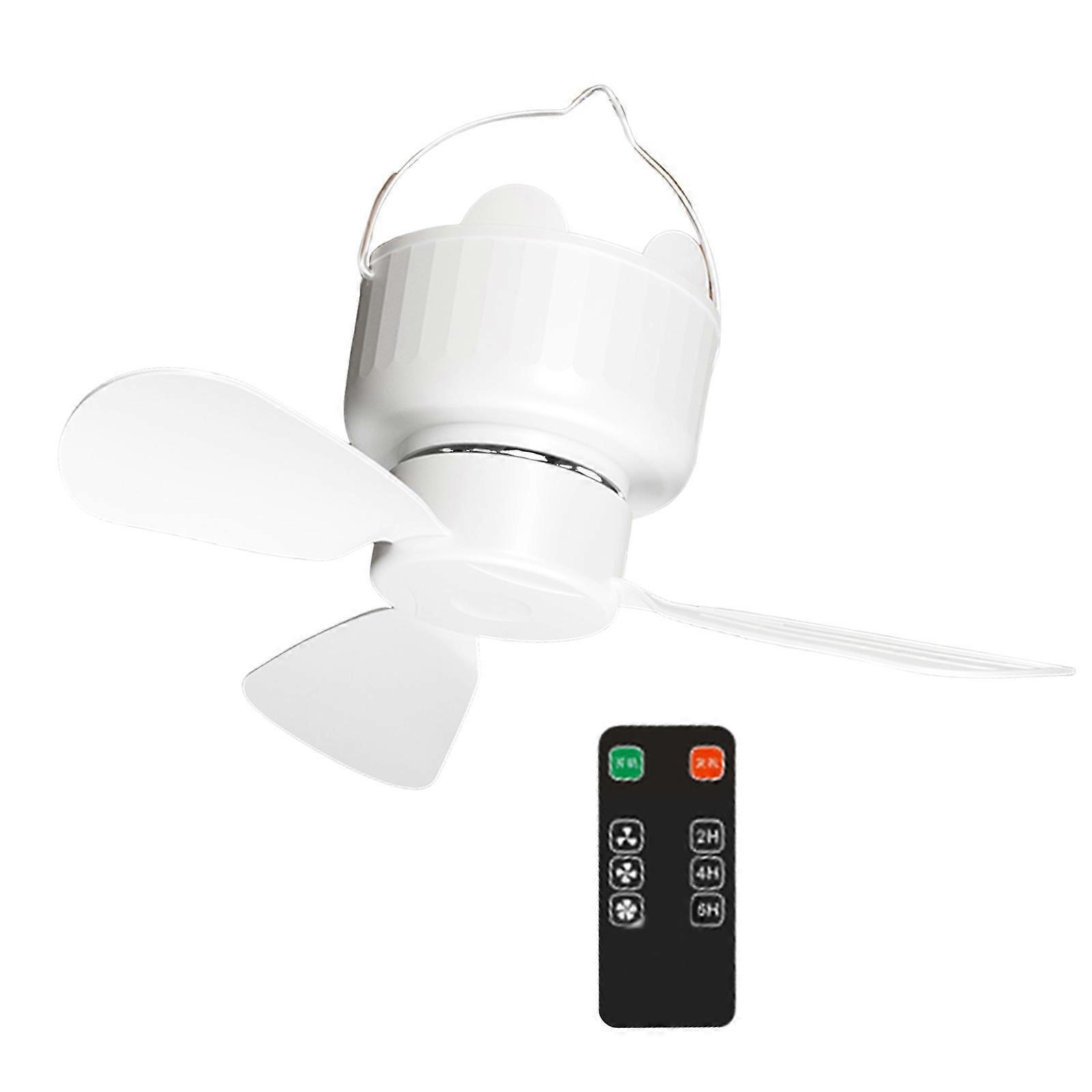 Lightweight USB Power Supply Mini Hanging Ceiling Fan With Timer Function 3Speed Setting For Outdoor Indoor Cooling  White