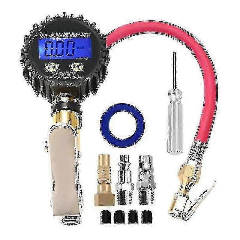 Digital Tire Inflator Pressure Gauge 200psi Lcd Display Air Compressor Pump Quick Connect For Car Mo