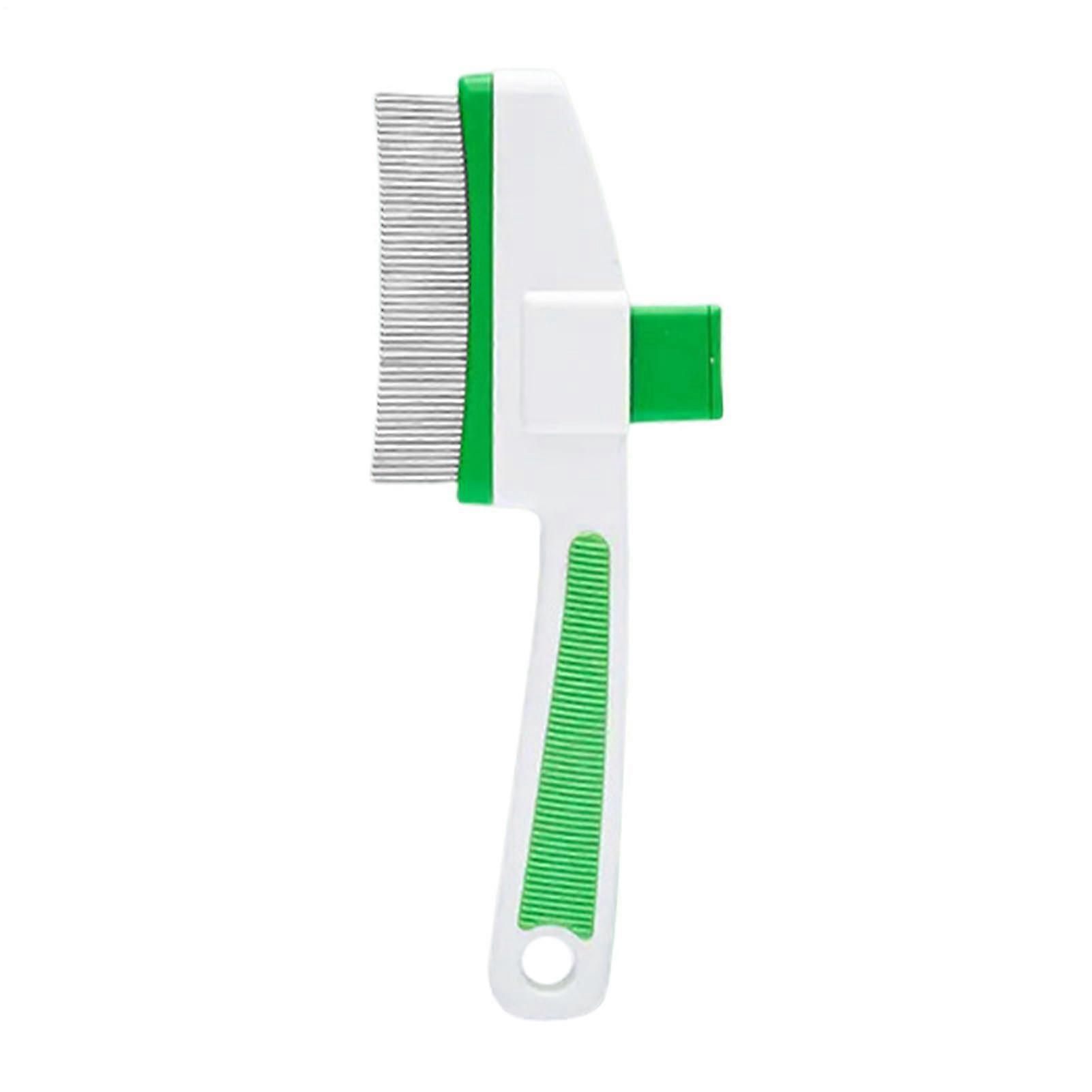 Cat Brush Release Button For Shedding Reduction Flea Comb For Kittens Grooming Tool For Long And Short Haired Cats Green