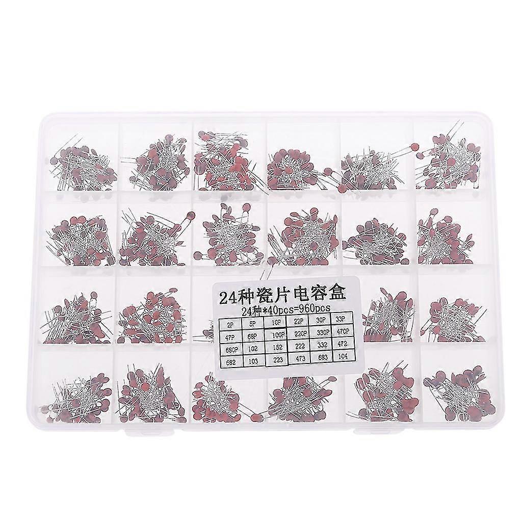 960pcs 50v Ceramic Capacitor Assorted Kit Electronic Components Package Set 24 Values X 40pcs With Box
