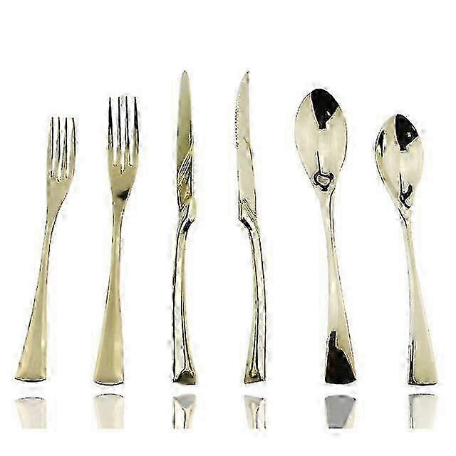 6Pcs/Set Black With Dessert Fork Spoon Portable Cutlery Set Dinnerware Set 304 Stainless Steel Mirror Silverware Tableware Set
