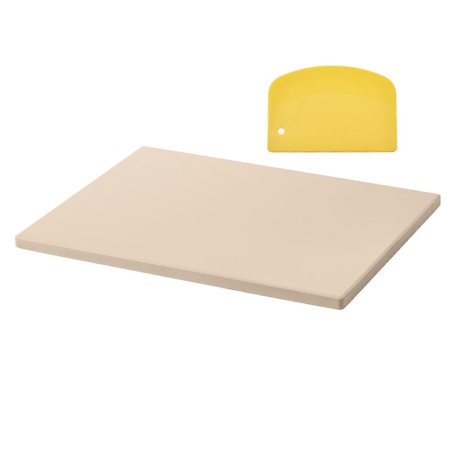 Pizza Stone, 38 x 30 cm Rectangular Cordierite Pizza Stone, Extra Large Baking-Stone with Scraper, 15 mm Thick