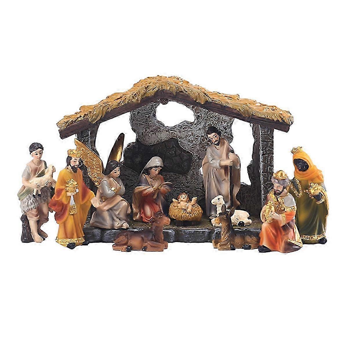 Holiday nativity set for Christmas display with angel and wise men