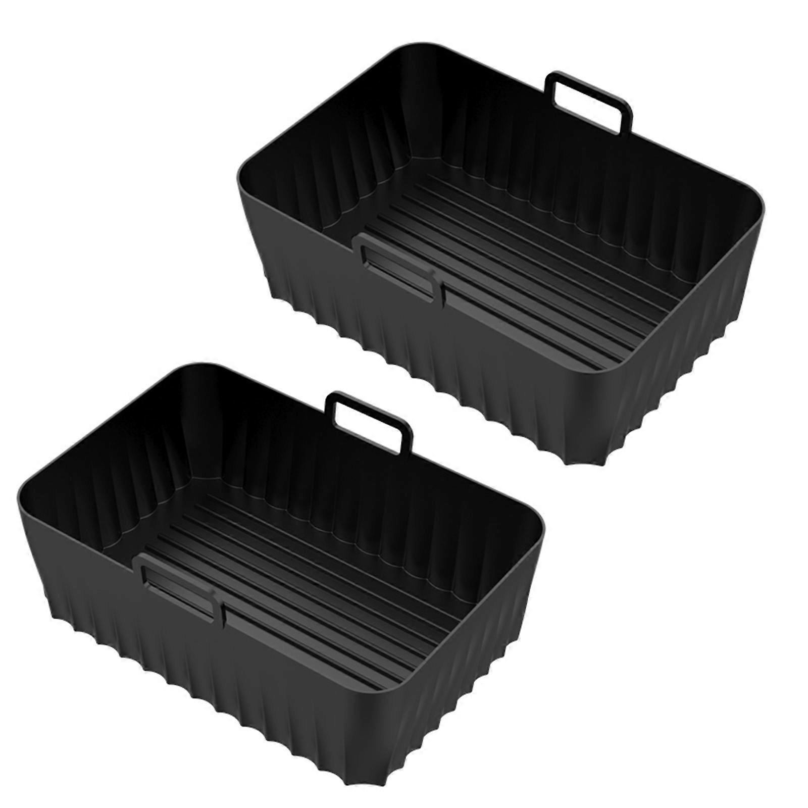 Set of 2 Air Fryers Pads Rectangular Silicone Liners Nonstick Cooking Accessory Air Fryers Basket for Frying Machine Use Multicolor