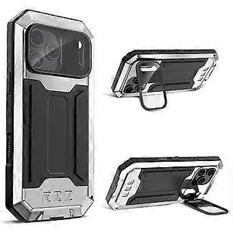 R-JUST For iPhone 17 Pro Case PC + Silicone + Metal Back Cover with Tempered Glass Film 25-26