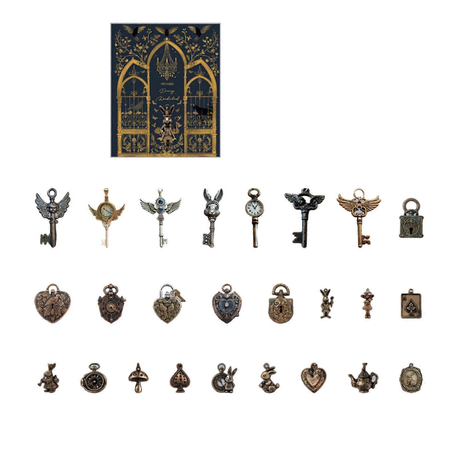 Retro Key Theme Scrapbooking Sticker Repositionable Adhesive Paper Sticker for Craft Notebook Journal Album Decoration Multicolor