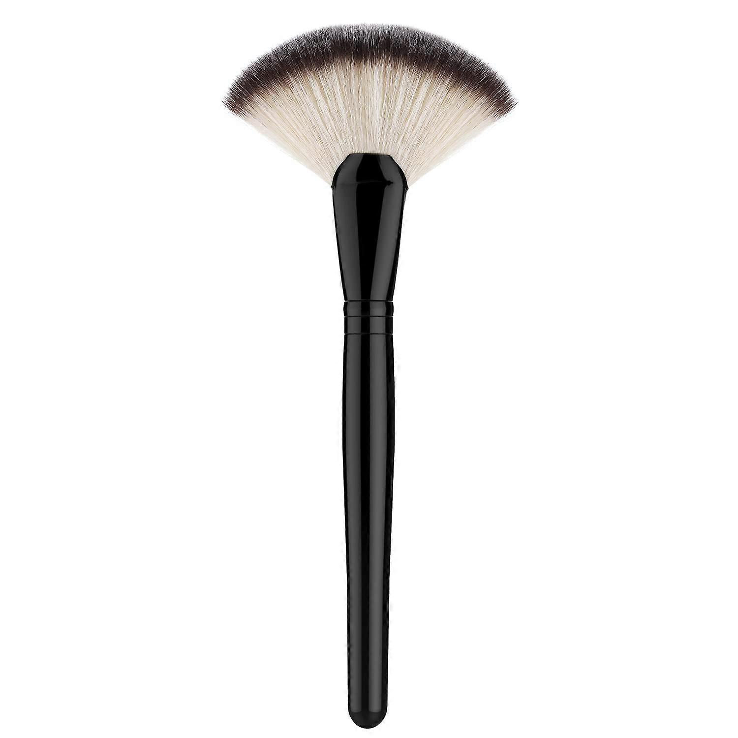 Fan Makeup Brush for Highlighter, Contouring, Blush and Bronzer, Large Soft Dense Face Powder Foundation Tool Black