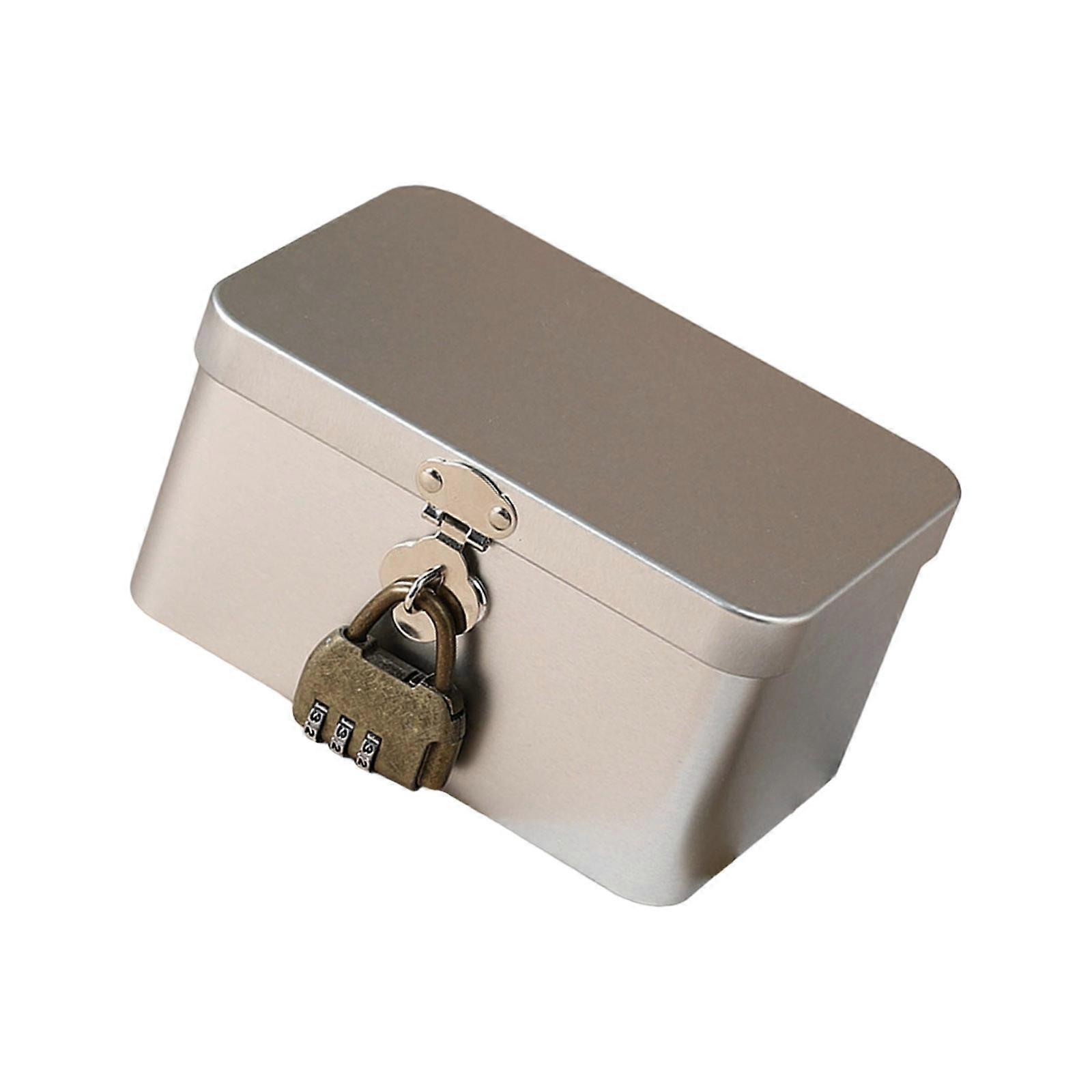 Decorative Iron Box With Security Lock Key Retro Designs Desktop Organizers Household Use  S Style C