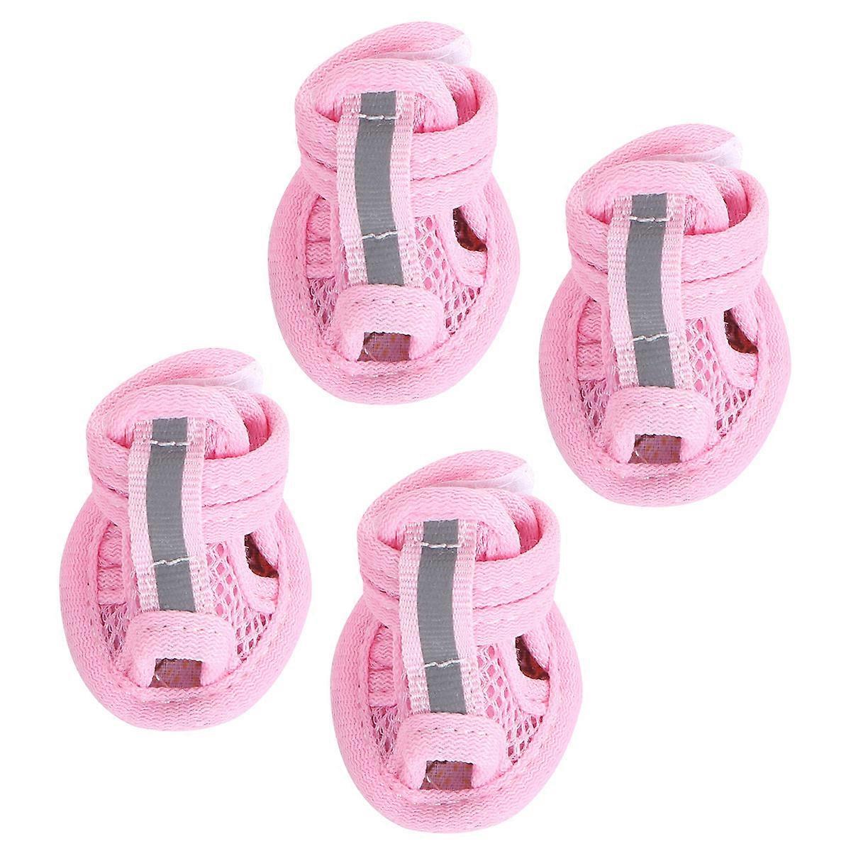 4kpl kesä hengittävät lemmikit koiran saappaat verkko sandaalit koiran kengät liukueste lenkkarit lemmikkitarvikkeet (vaaleanpunainen) - koko 5
