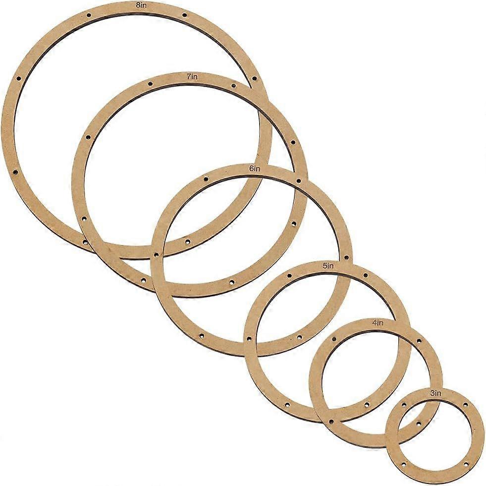 6PCS Stained Glass Circle Layout Frame 6 Sizes Glass Maker Templates MDF Burlywood Color Sheet Boards for Stained Glasses Round Shape Making Tool for 