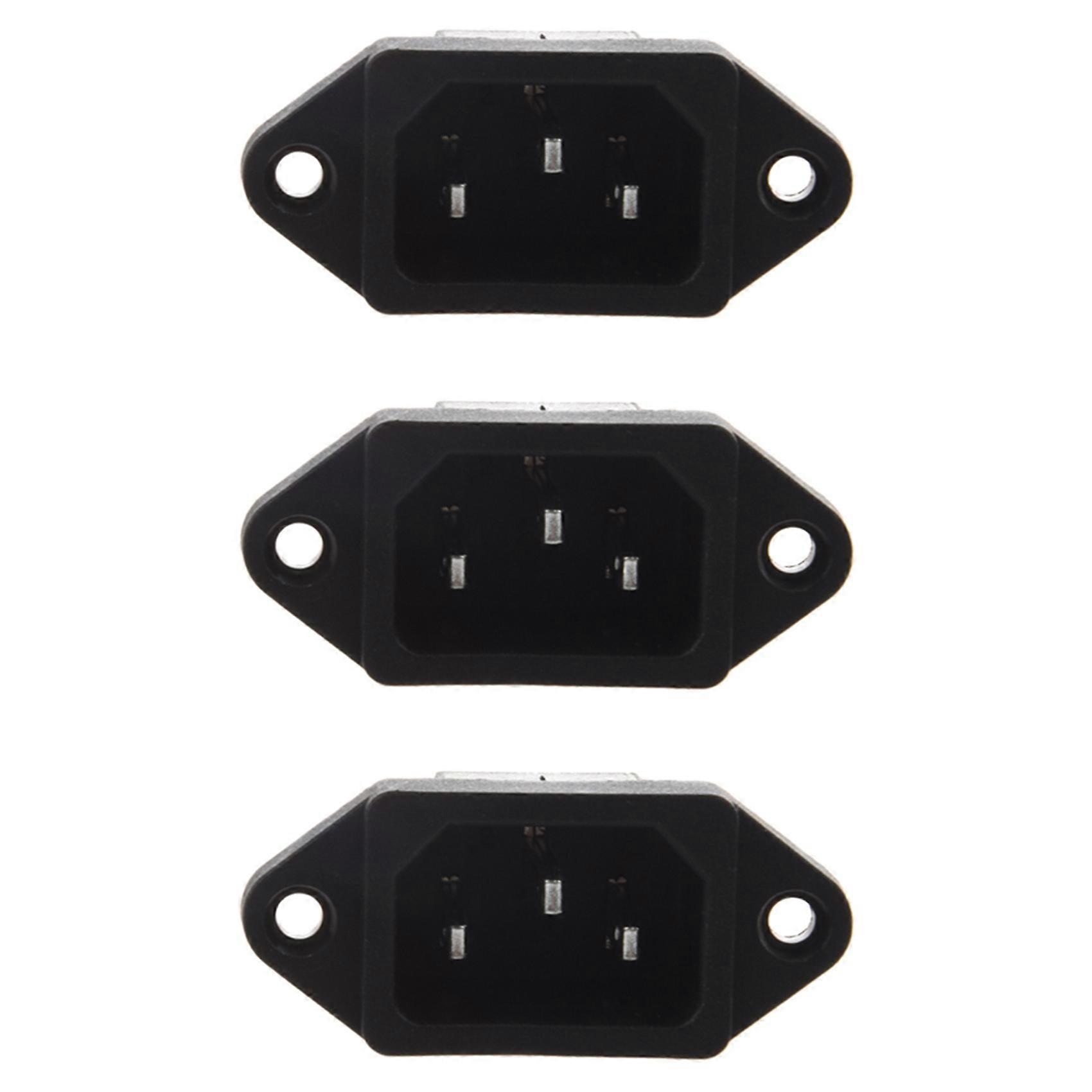 3X IEC 320 C14 Male Plug 3 Pins PCB Panel Power Inlet Socket Connector